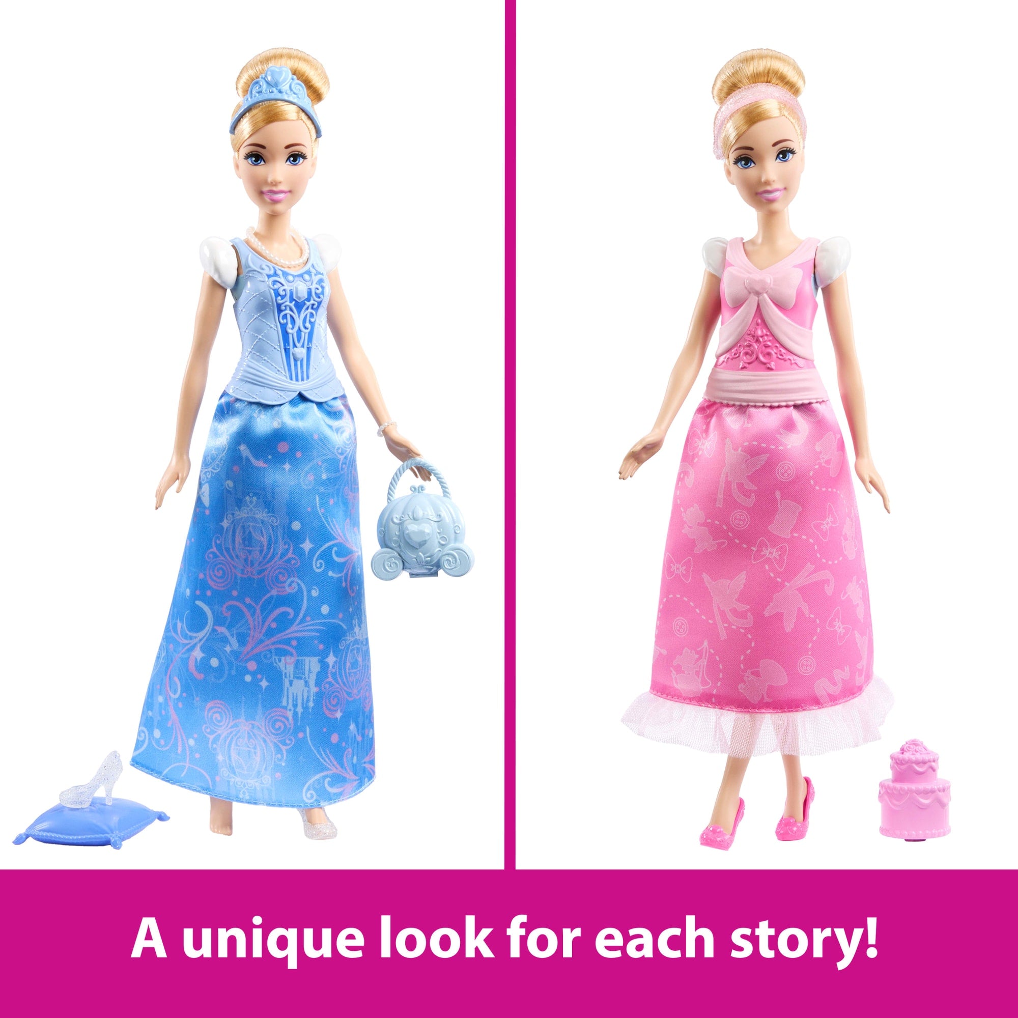 Disney Princess 2-in-1 Stories Cinderella Fashion Doll With 2 Snap-On Bodices. 2 Skirts & 9 Accessories - Image 4