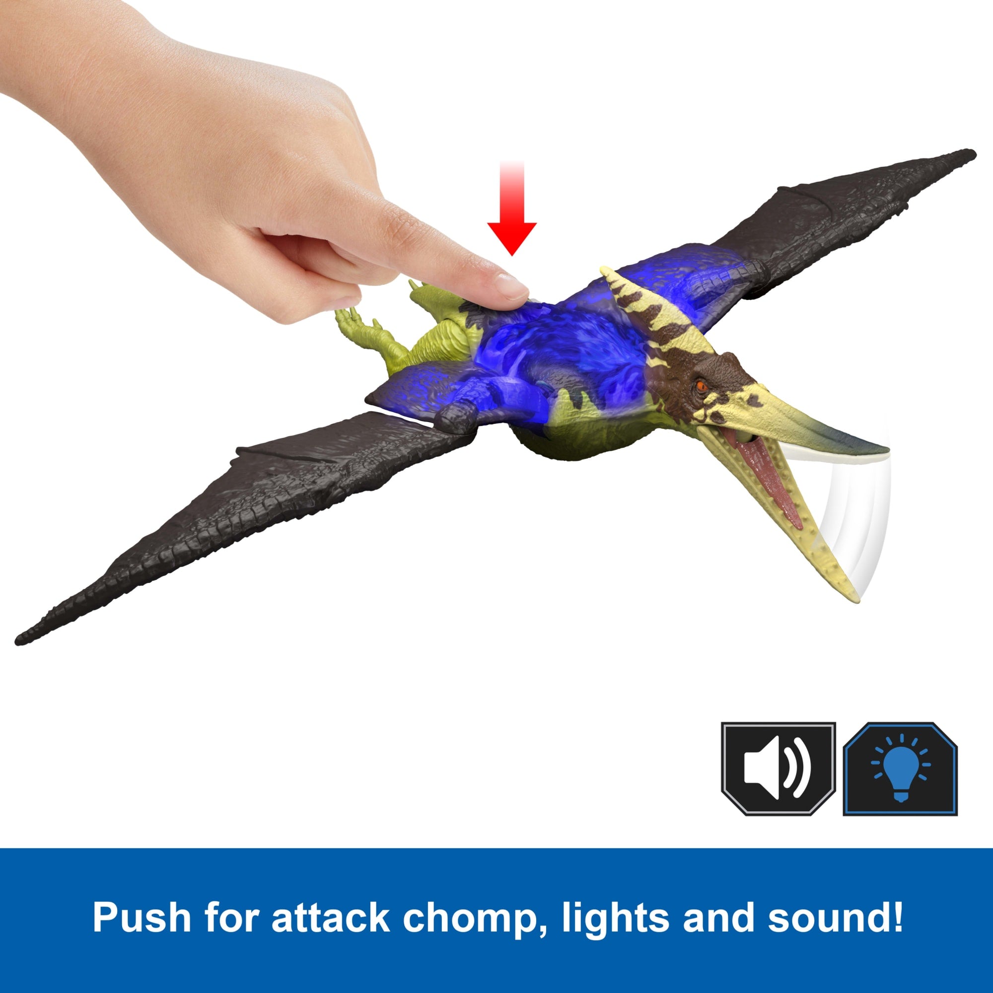 Jurassic World Wild Roar Pteranodon Dinosaur Action Figure Toy. Attack. Light & Sound. Scan Code - Image 3