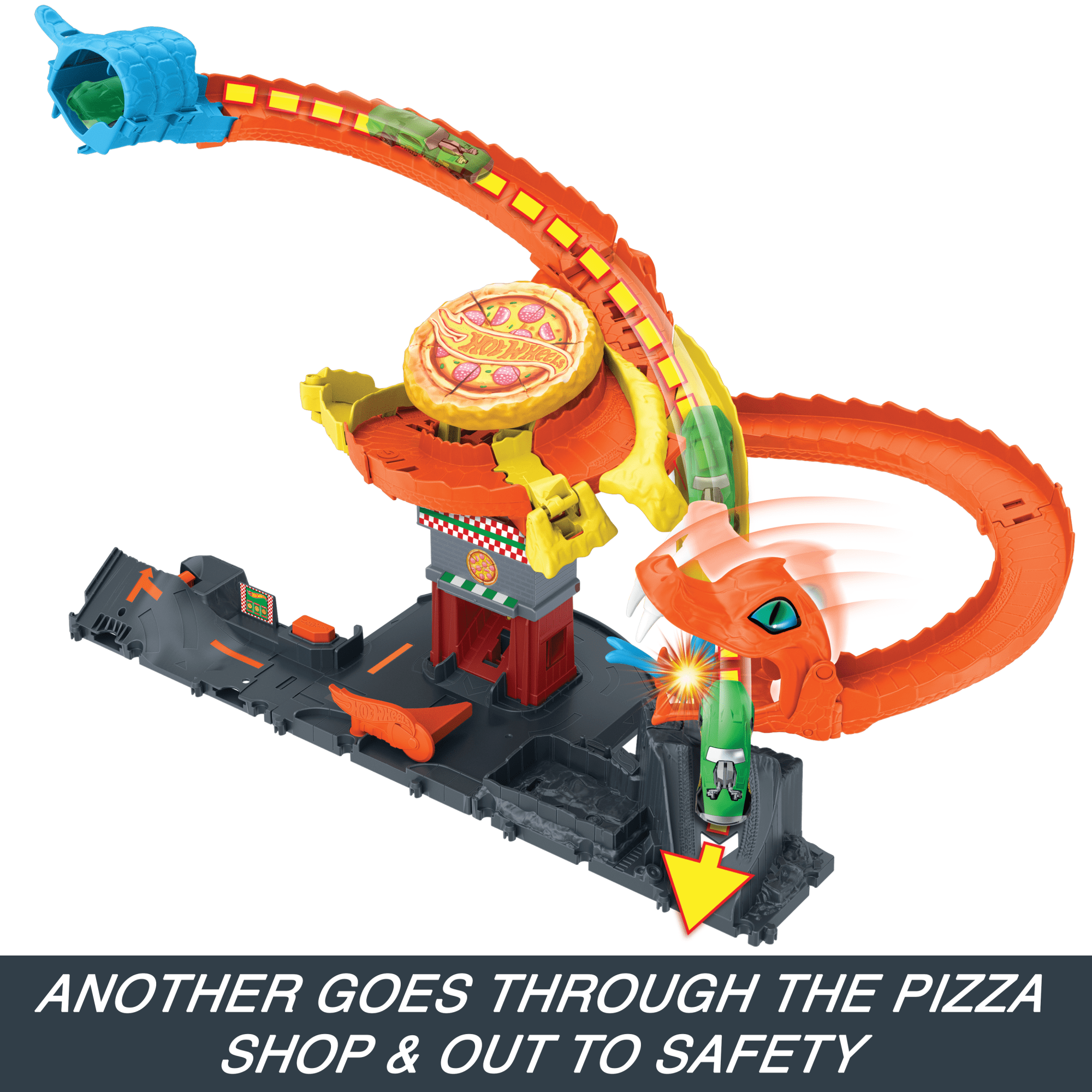 Hot Wheels City Pizza Slam Cobra Attack Playset With 1:64 Scale Toy Car - Image 4