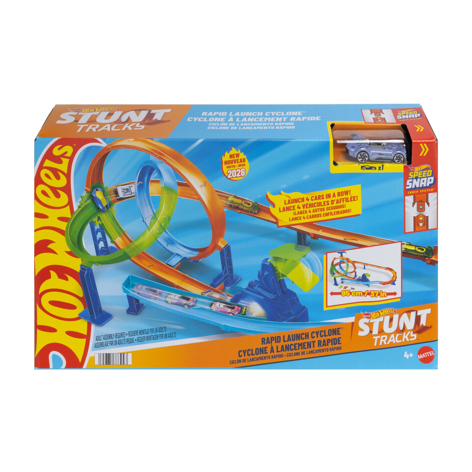 Hot Wheels Stunt Tracks Rapid Launch Cyclone Track Set & 1:64 Scale Die-Cast Toy Car - Image 6