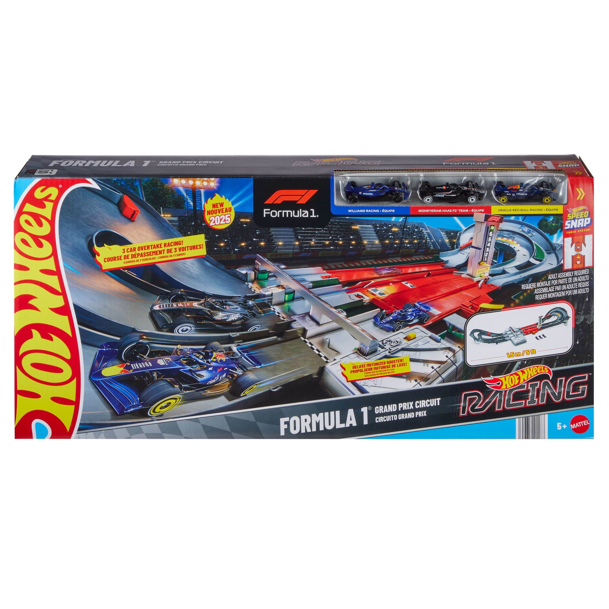 Hot Wheels Race Formula 1 Grand Prix Circuit Track Set With 3 1:64 Scale Die-Cast Toy Cars - Image 6