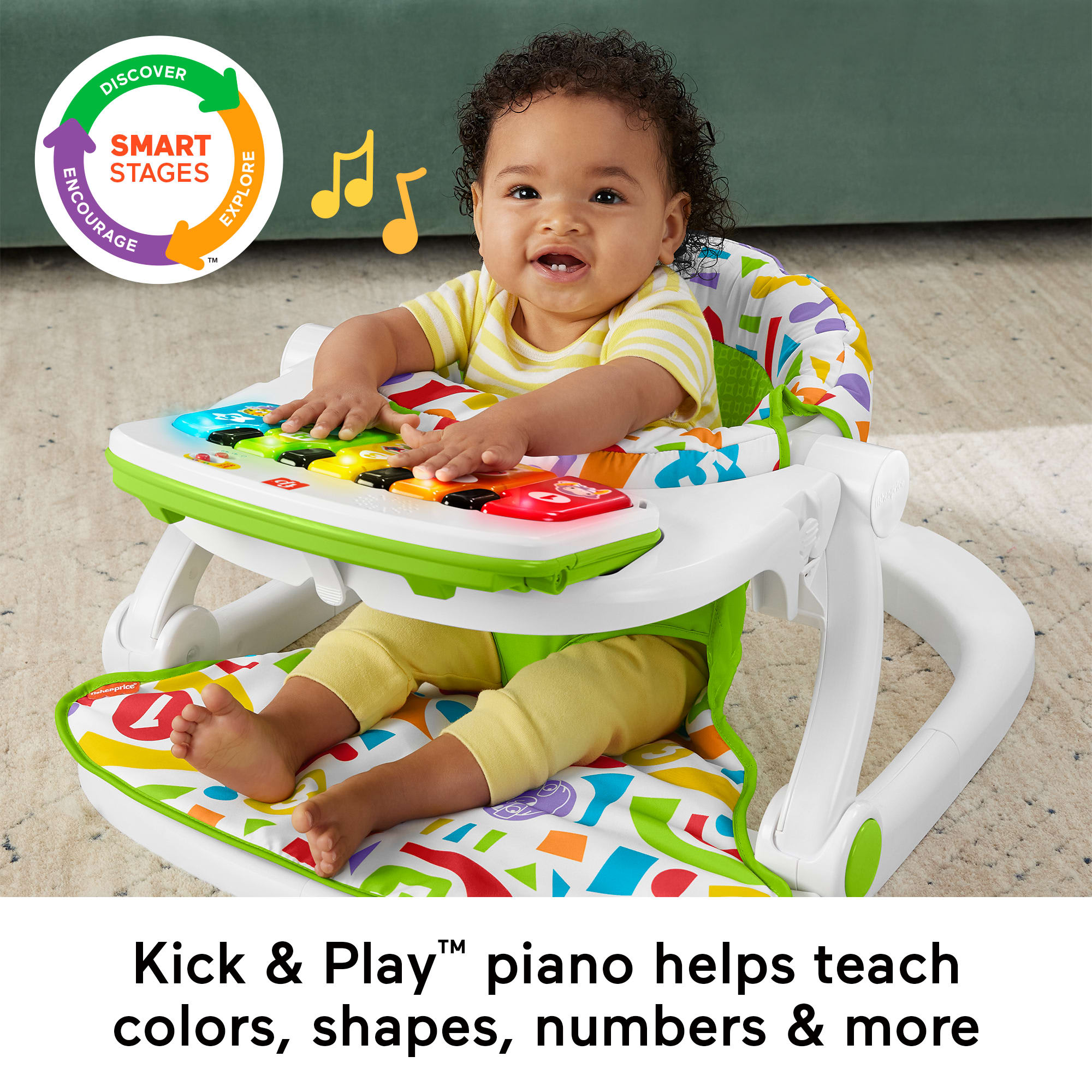 Fisher-Price Kick & Play Deluxe Sit-Me-Up Seat Portable Chair & Learning Toy For Baby & Toddler - Image 3