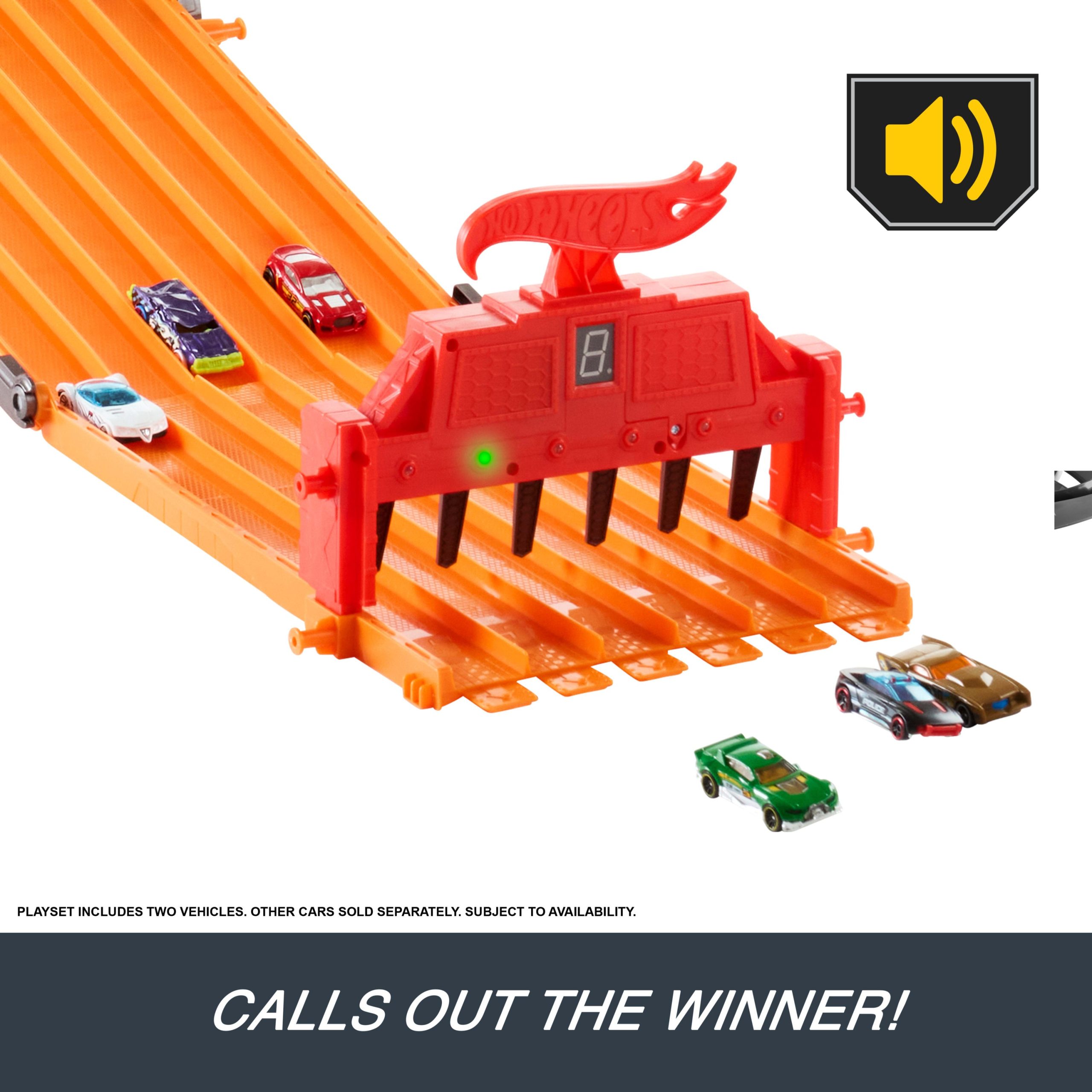 Hot Wheels Super 6-Lane Raceway. 8-Ft Track With 6 Toy Cars in 1:64 Scale - Image 4