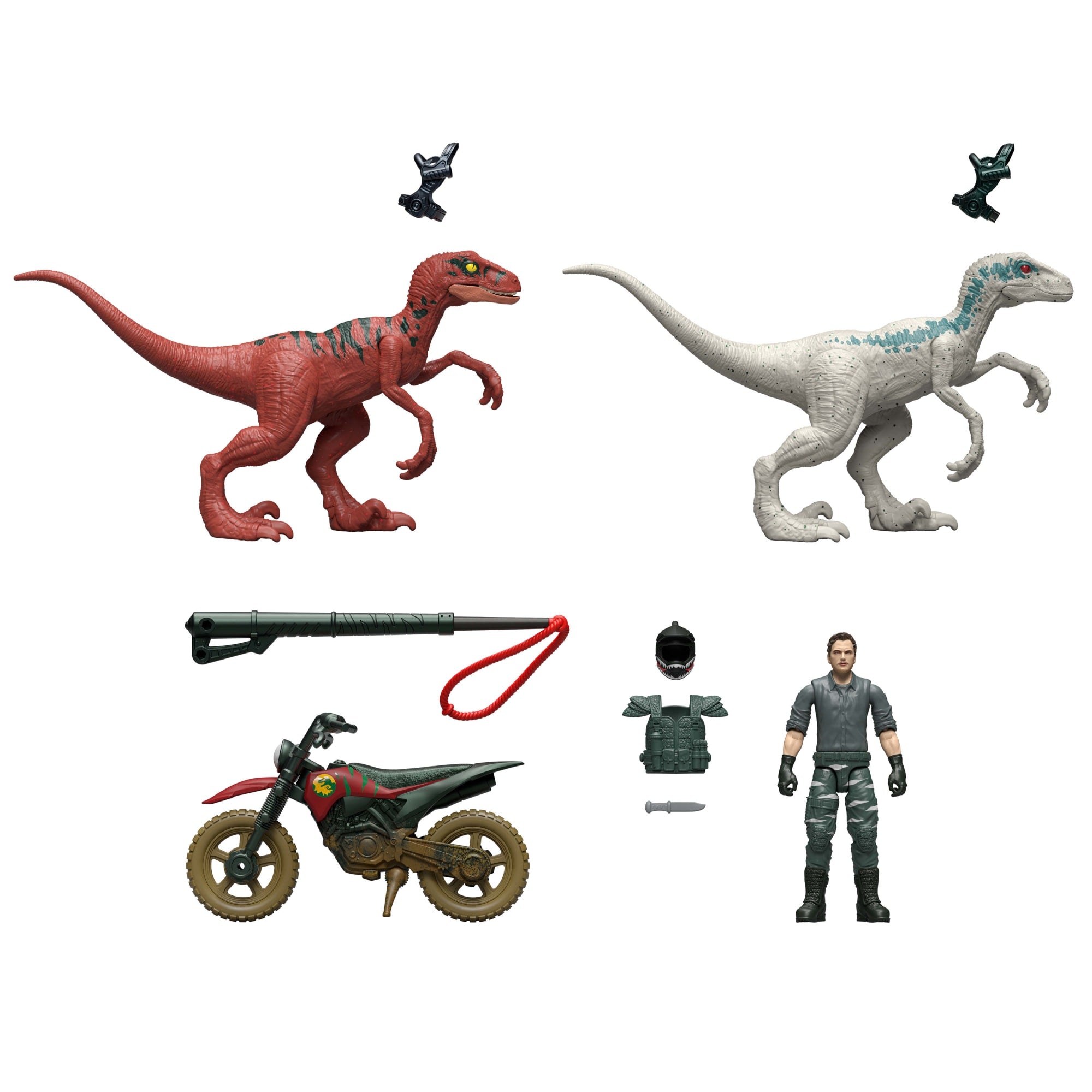 Jurassic World Reimagined Motorcycle. Owen Grady & Raptors & Tools Retro Pack. Fallen Kingdom Toy - Image 2