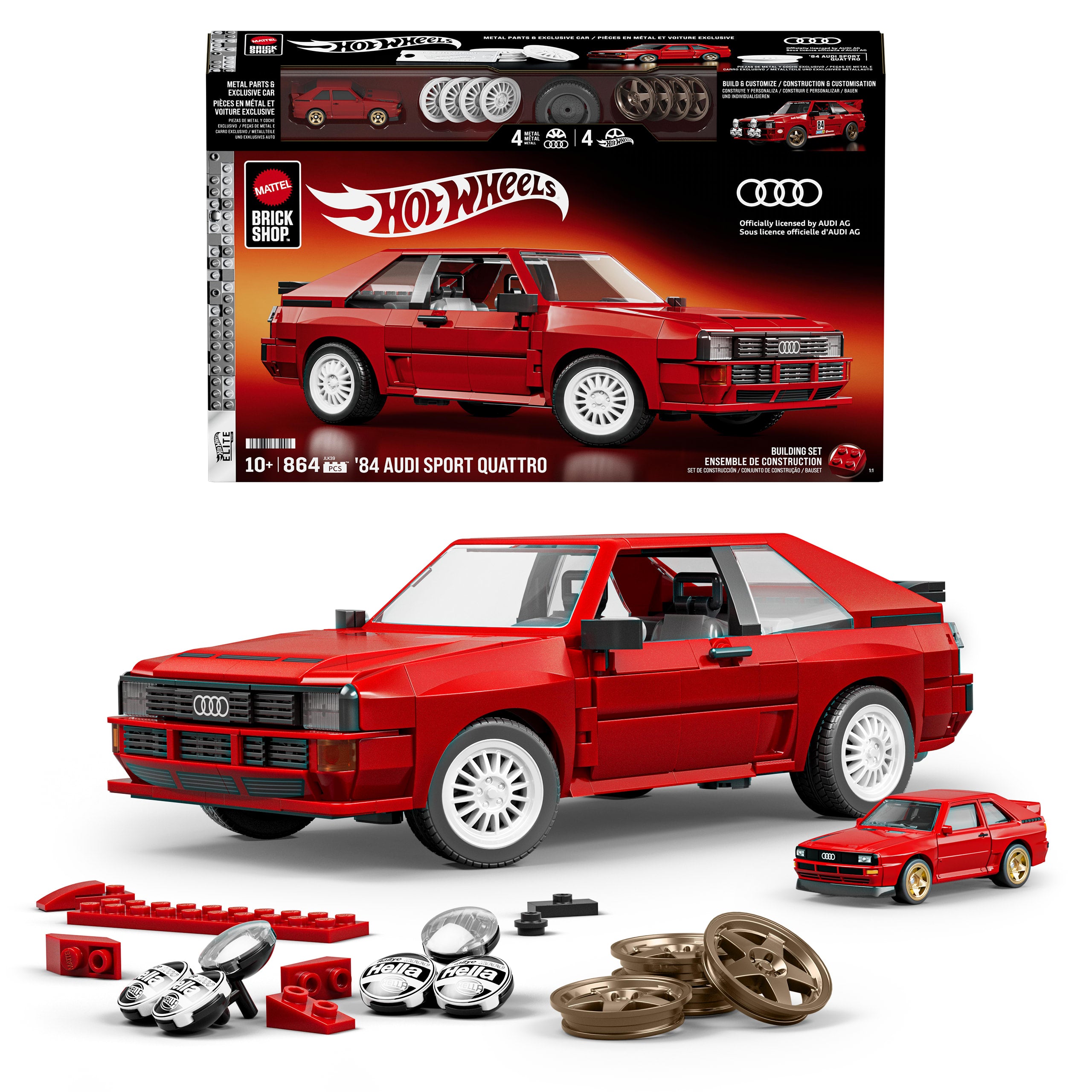 Mattel Brick Shop Hot Wheels '84 Audi Sport Quattro Building Toy Kit (864 Pieces). For Collectors