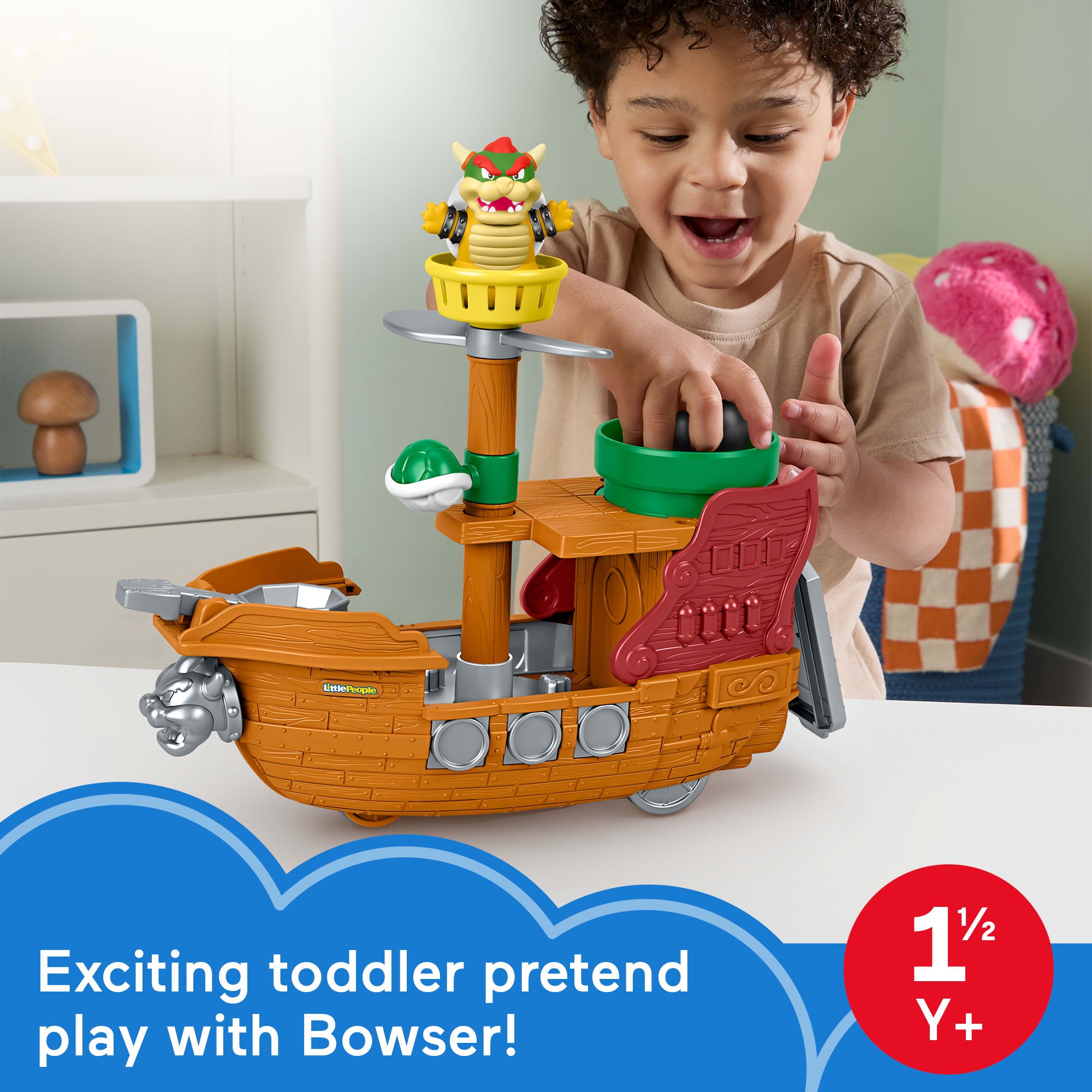 Fisher-Price Little People My Mario Bowser's Airship & Figure Set Toddler Toy - Image 2