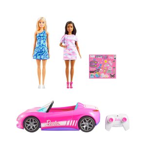 Hot Wheels RC Barbie Convertible & 2 Barbie Dolls. Battery-Powered Remote-Control Toy Car