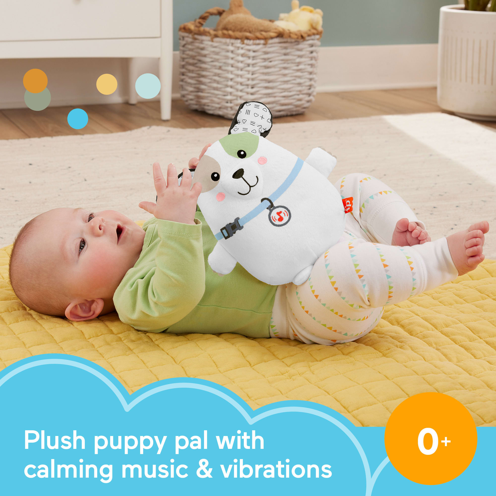 Fisher-Price Calming Vibes Puppy Soother Portable Sound Machine Plush Toy For Newborns - Image 2