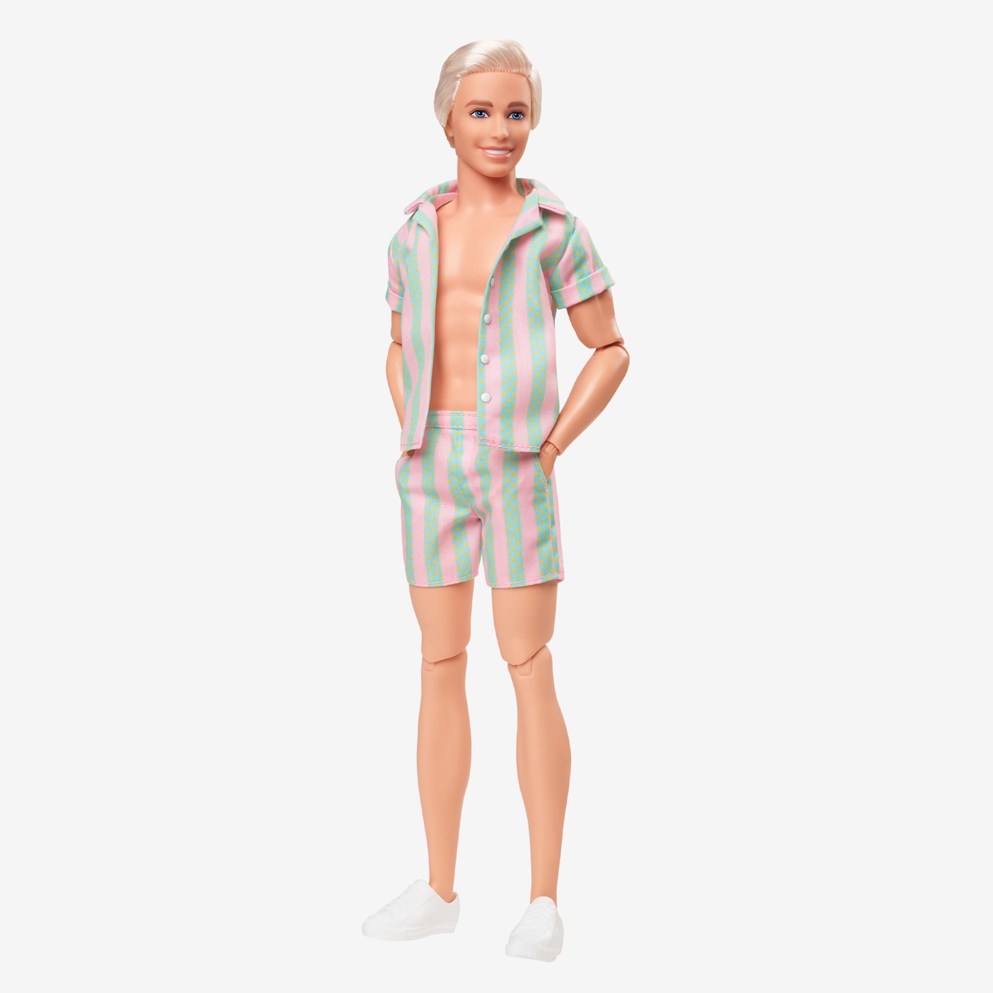 Ken Doll Wearing Pastel Striped Beach Matching Set – Barbie The Movie - Image 5