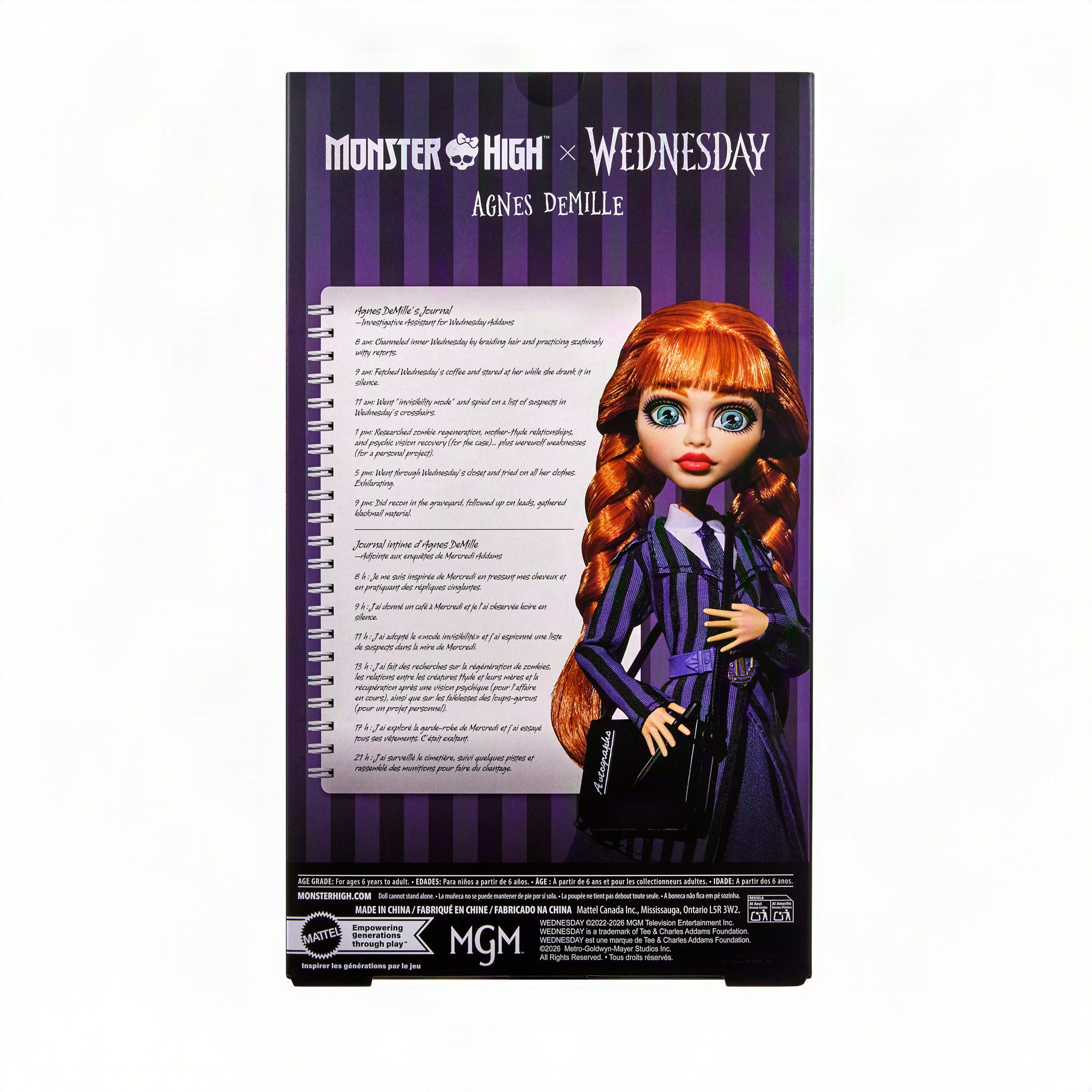 Monster High X Mercredi Poupée Agnes demille Uniforme Violet - Image 6