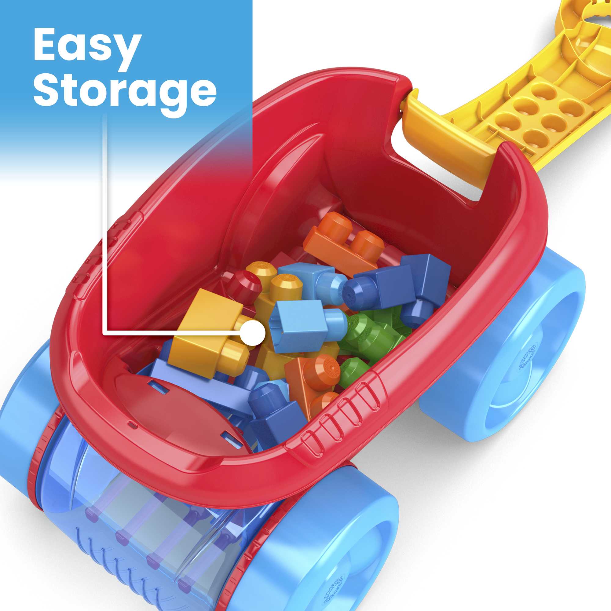 MEGA BLOKS Fisher Price Blue Block Scooping Wagon Building Toy (21 Pieces) For Toddler - Image 4