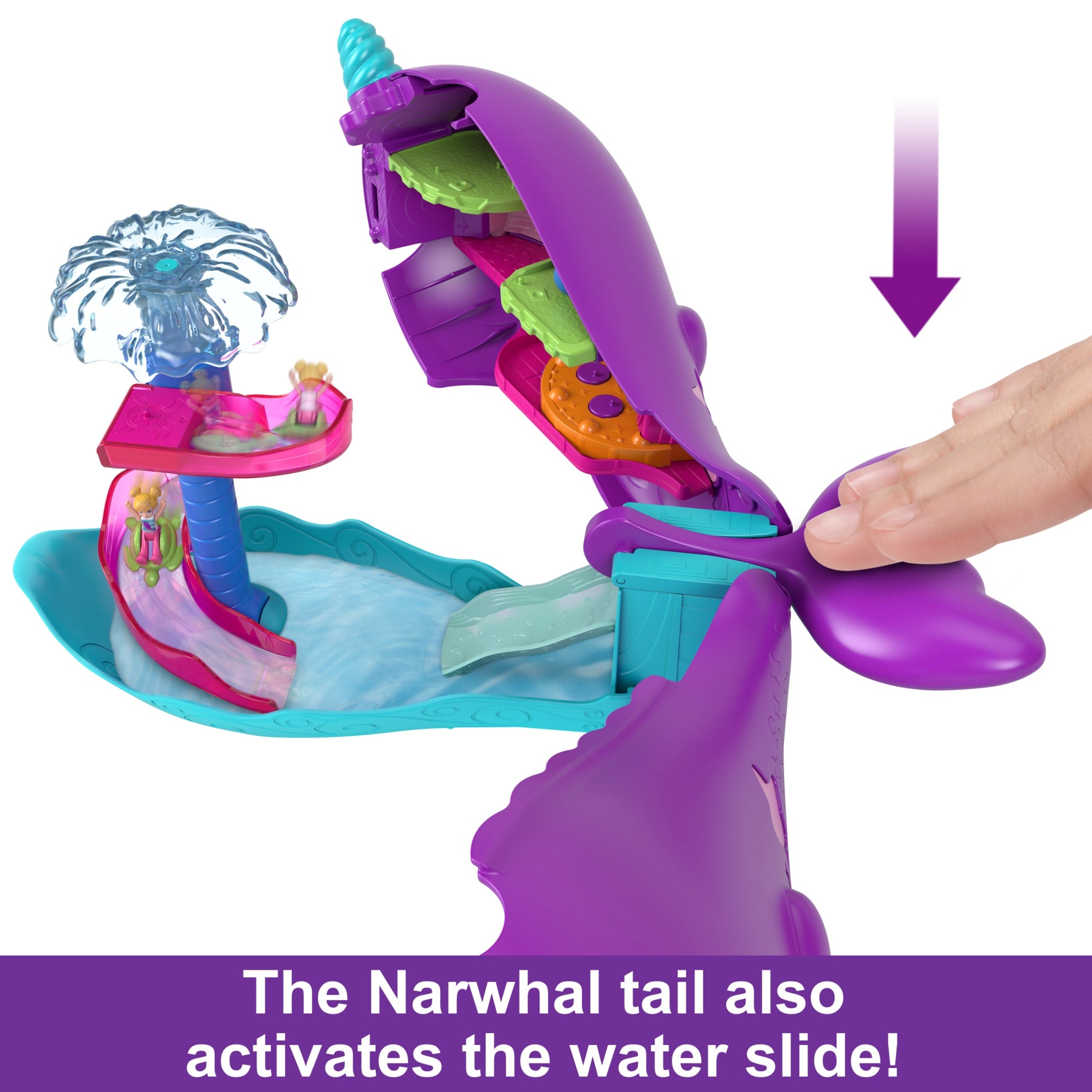 Polly Pocket Sparkle Cove Adventure Narwhal Adventurer Boat Playset With 2 Micro Dolls & 13 Accessories - Image 4