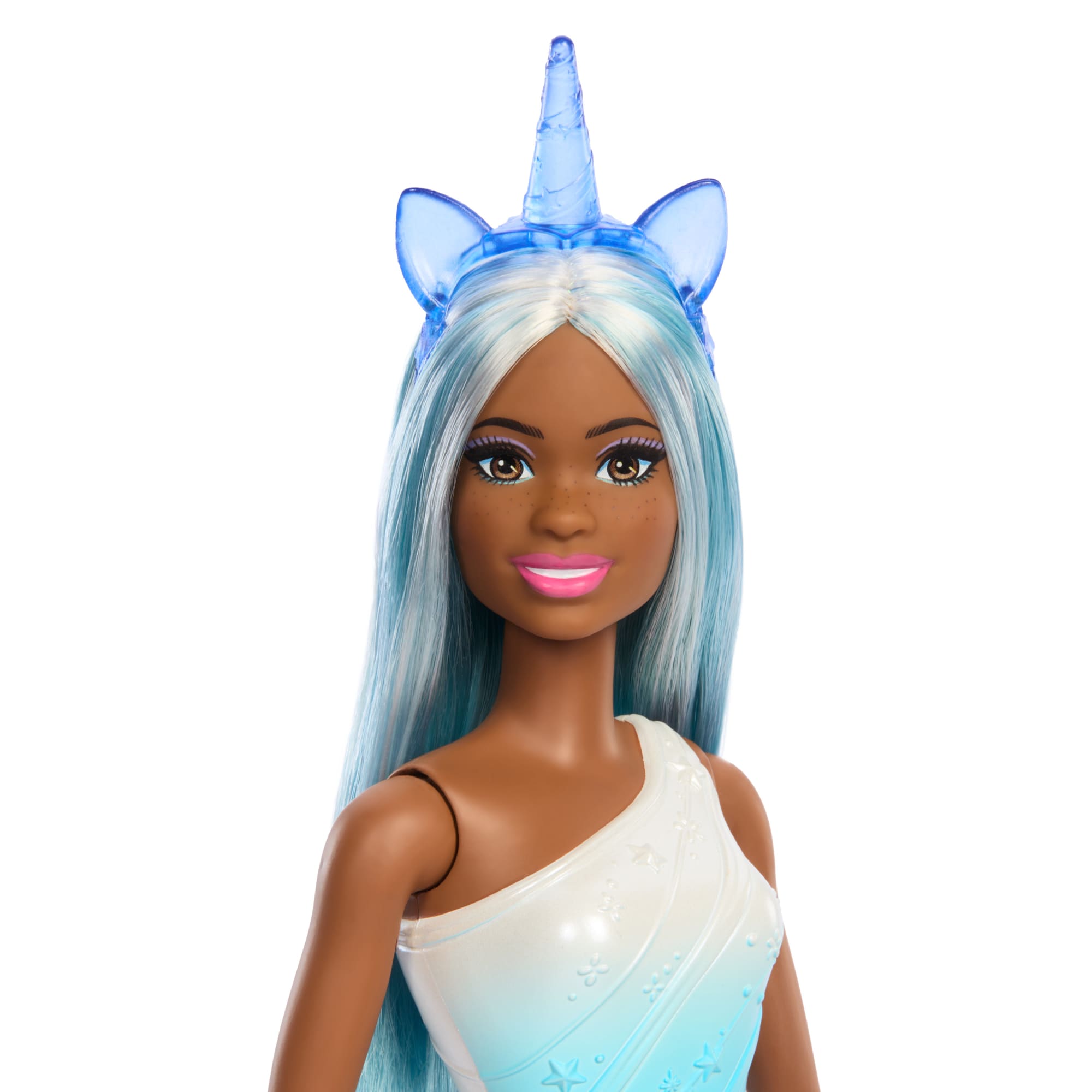 Barbie Poupée Licorne. Cheveux Bleus. Tenue Ombrée et Accessoires - Image 2