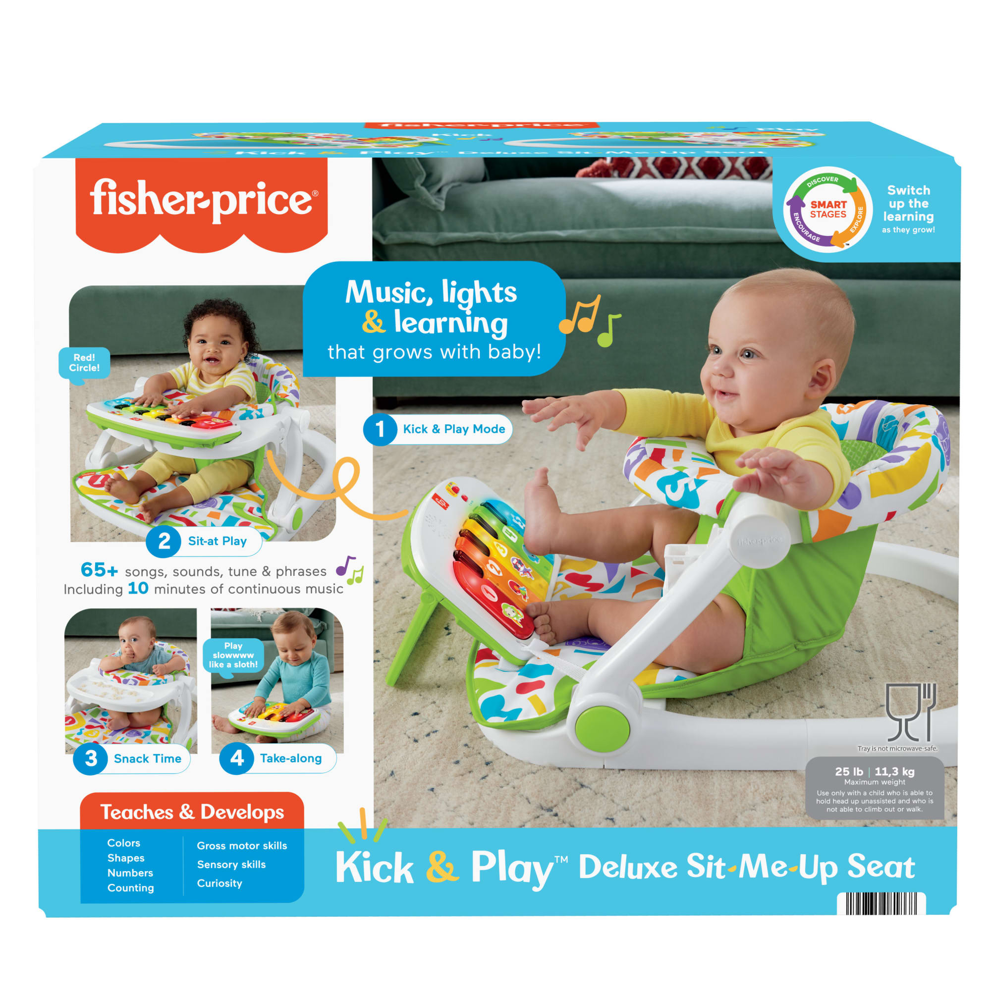 Fisher-Price Baby Chair. Deluxe Sit-Me-Up Seat With Kick & Play Piano Learning Toy & Snack Tray - Image 2