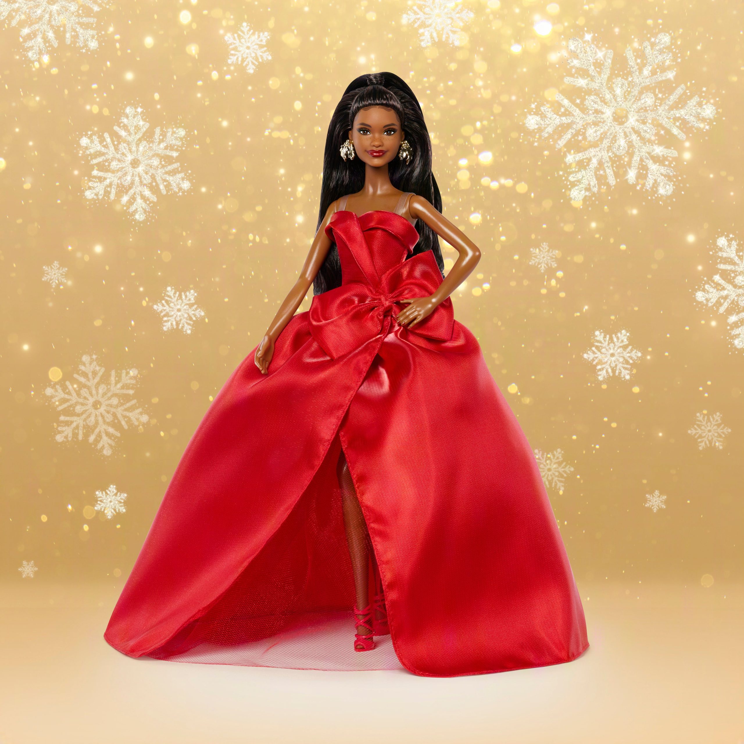 Barbie Signature 2026 Holiday Barbie Fashion Doll. Seasonal Collector. Black Hair With Red Gown With Bow Detail - Image 2