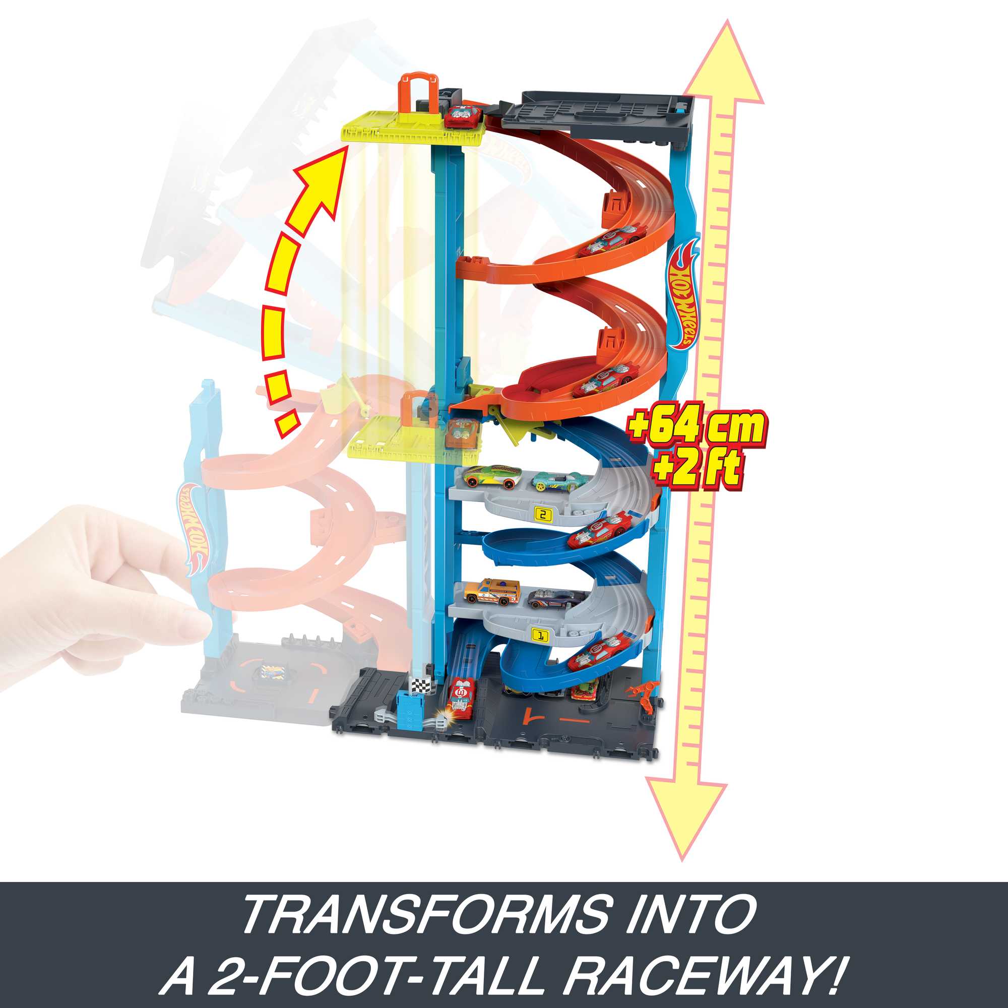 Hot Wheels City Transforming Race Tower Playset. Track Set With 1 Toy Car - Image 4