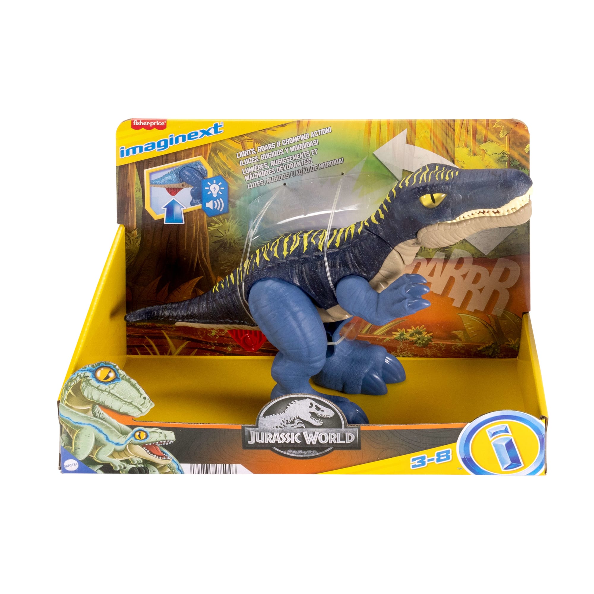 Imaginext Jurassic World Growl & Glow Baryonyx Dinosaur Toy With Lights Sounds & Chomping Action - Image 6
