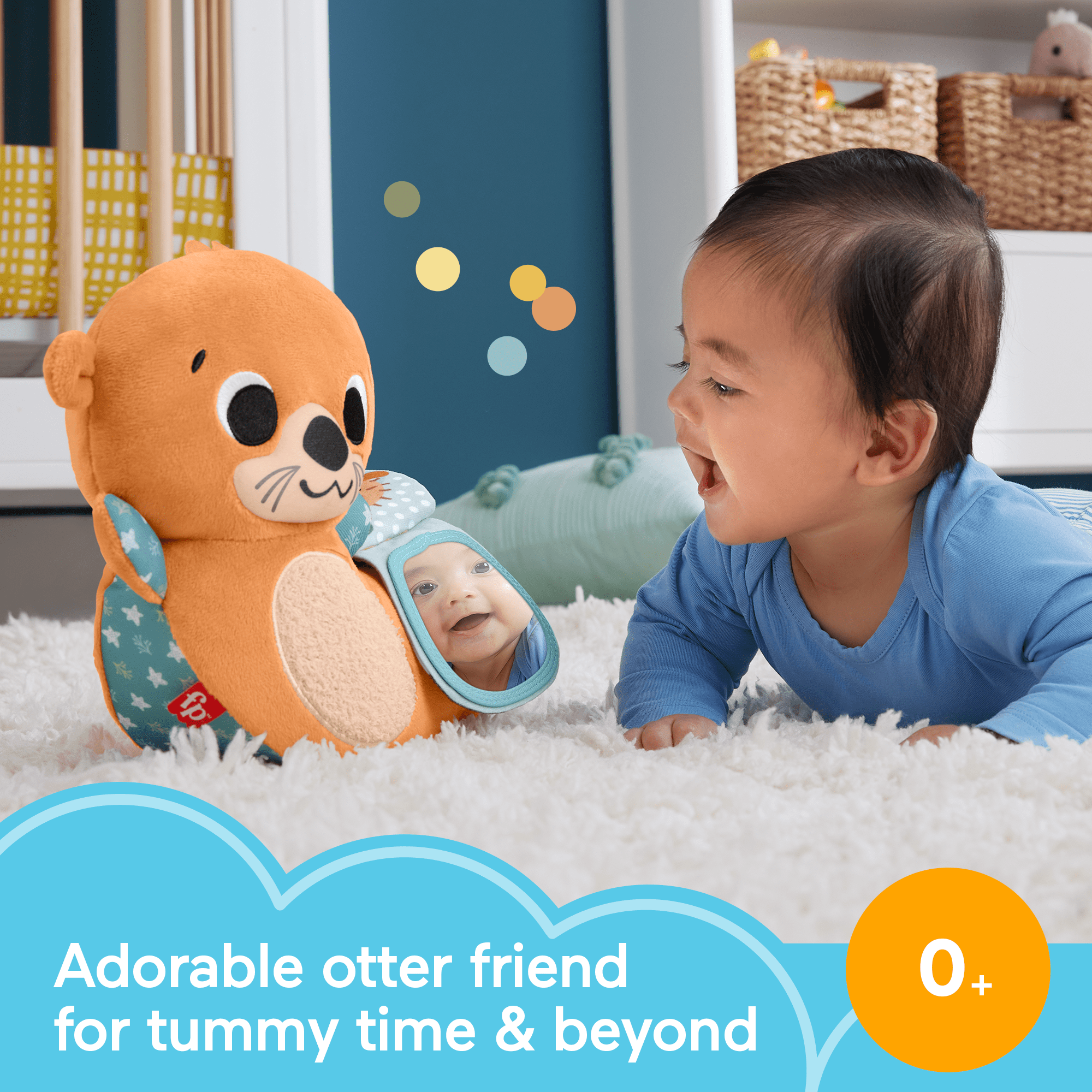 Fisher-Price 2-in-1 Rockin' Tummy Time Otter. Plush Baby Sensory Toy For Tummy Time - Image 2