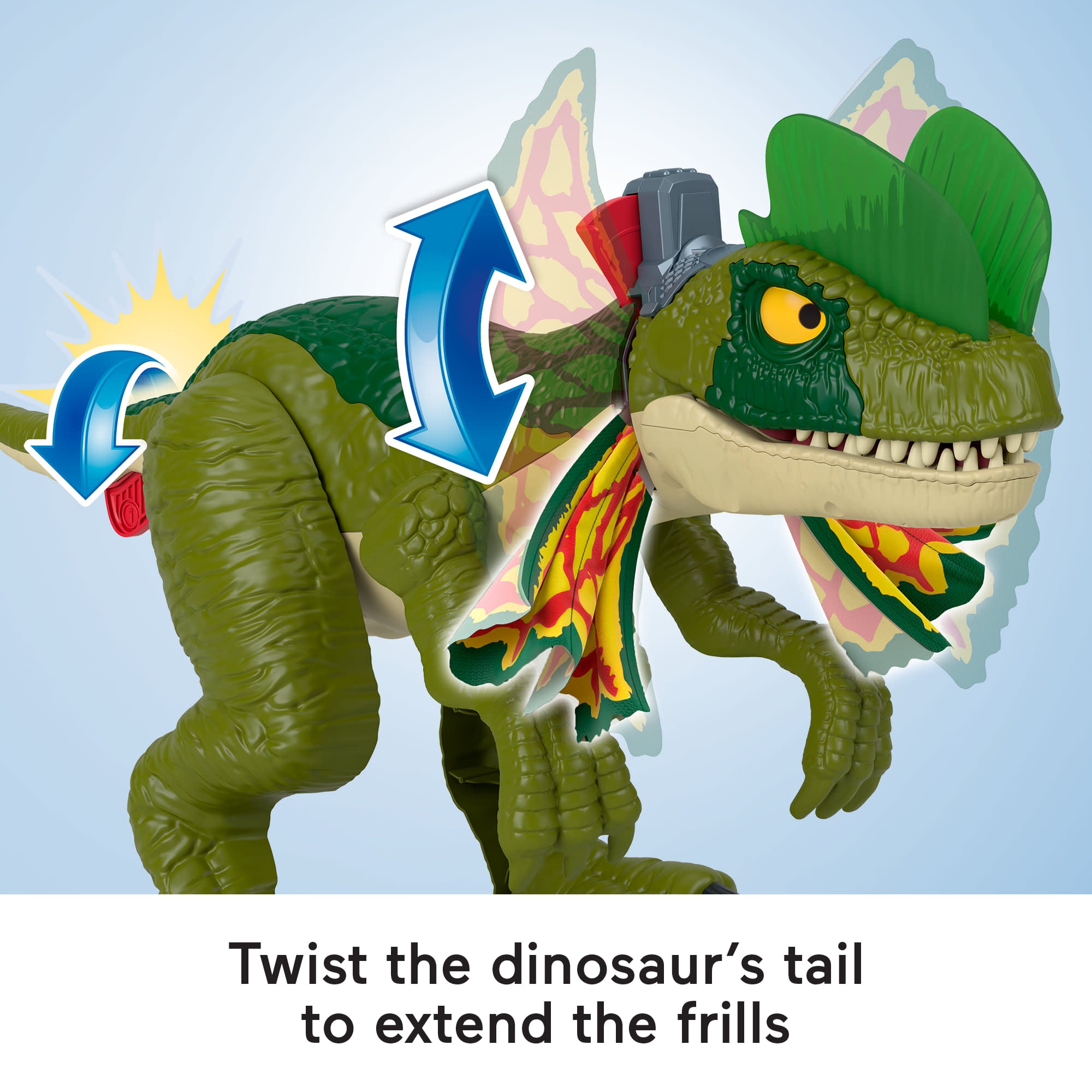 Imaginext Jurassic World thrash Attack Dilophosaurus Dinosaur Toy With Lights & Sounds For Kids - Image 3