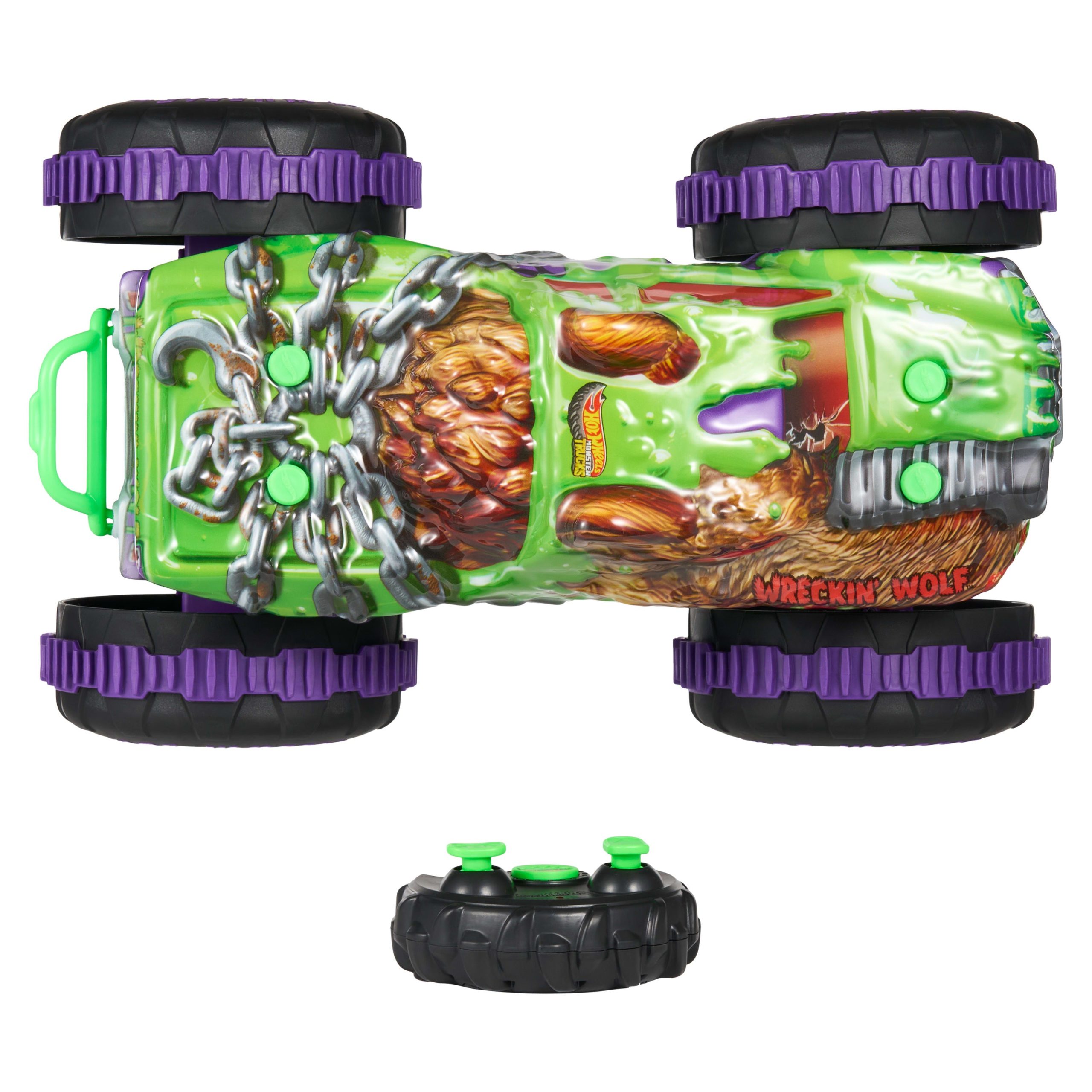 Hot Wheels Monster Trucks Mutant Chaos Wreckin' Wolf RC. Battery-Powered Remote-Control Toy - Image 3