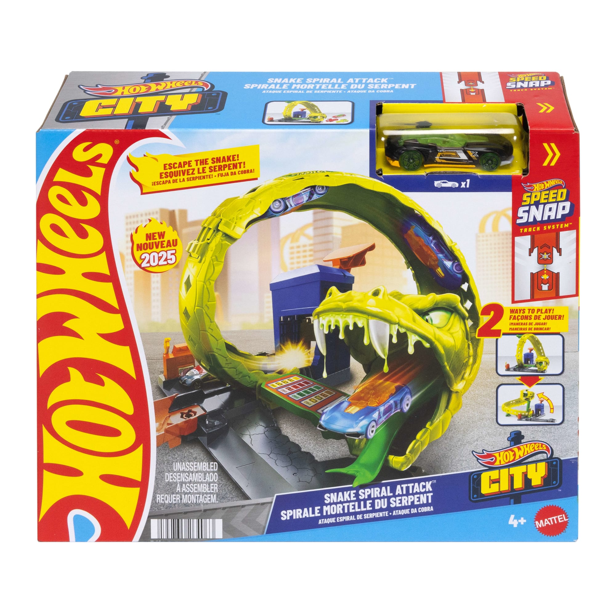 Hot Wheels Snake Spiral Attack Playset With 1:64 Scale Die-Cast Toy Car & Speed Snap Track - Image 6