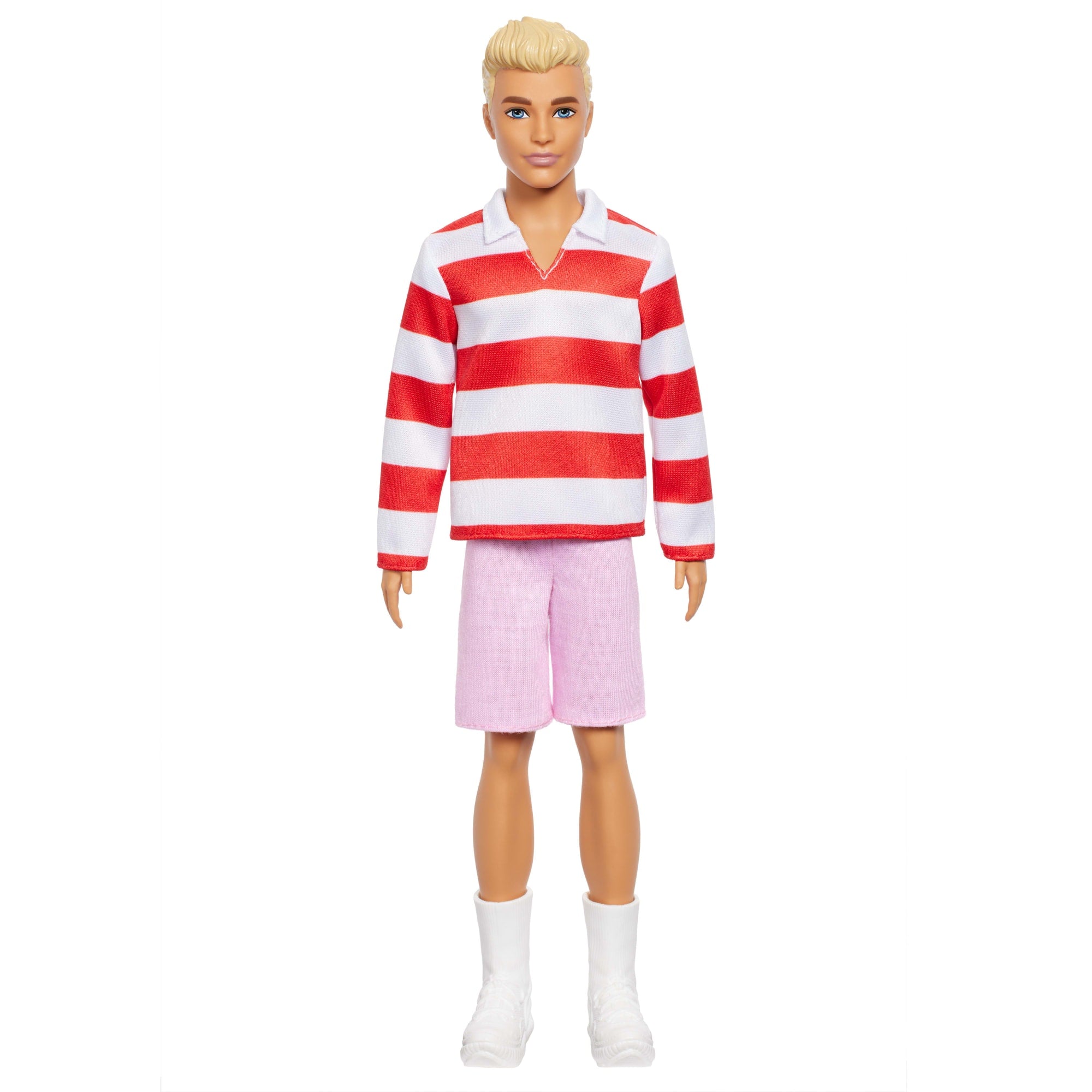 Barbie Fashionistas Ken Doll #241 in Red Striped Top And Pink Shorts With White Sneakers. Blonde - Image 4
