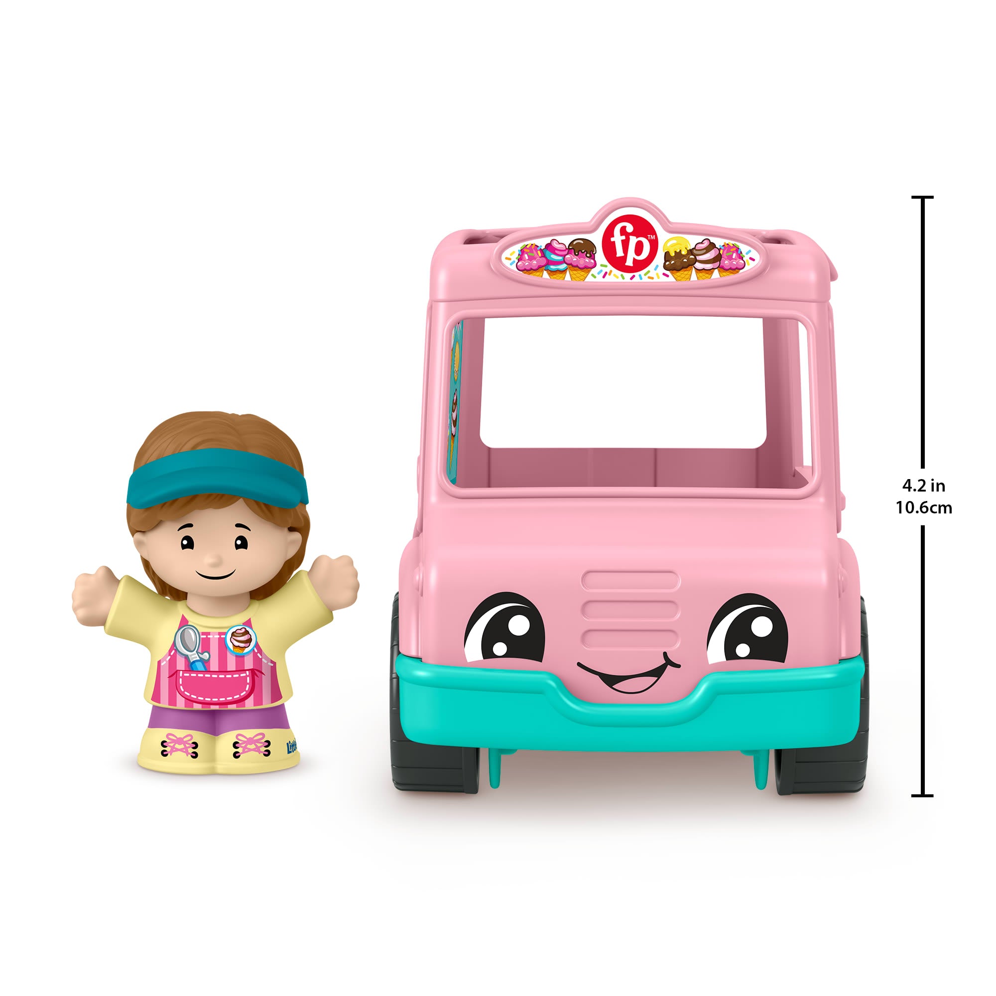 Fisher-Price Little People Ice Cream Truck. Push-Along Toy Vehicle & Figure For Toddlers & Kids - Image 4