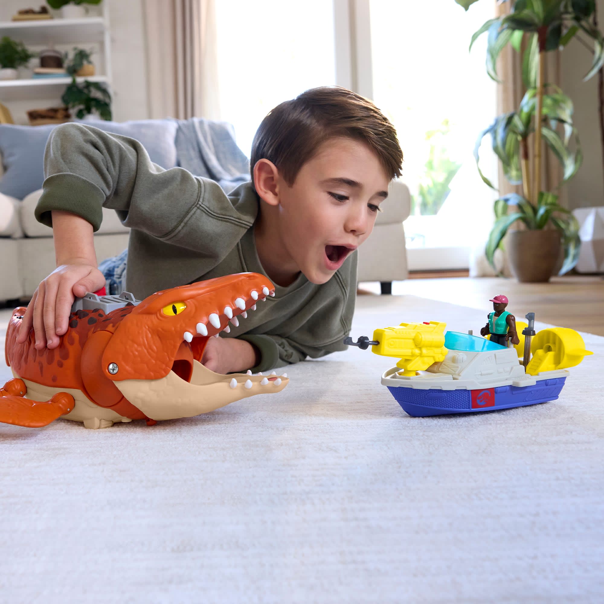 Imaginext Jurassic World Dinosaurio de Juguete Rebirth Mosasaurus Caza y Muerde - Image 2