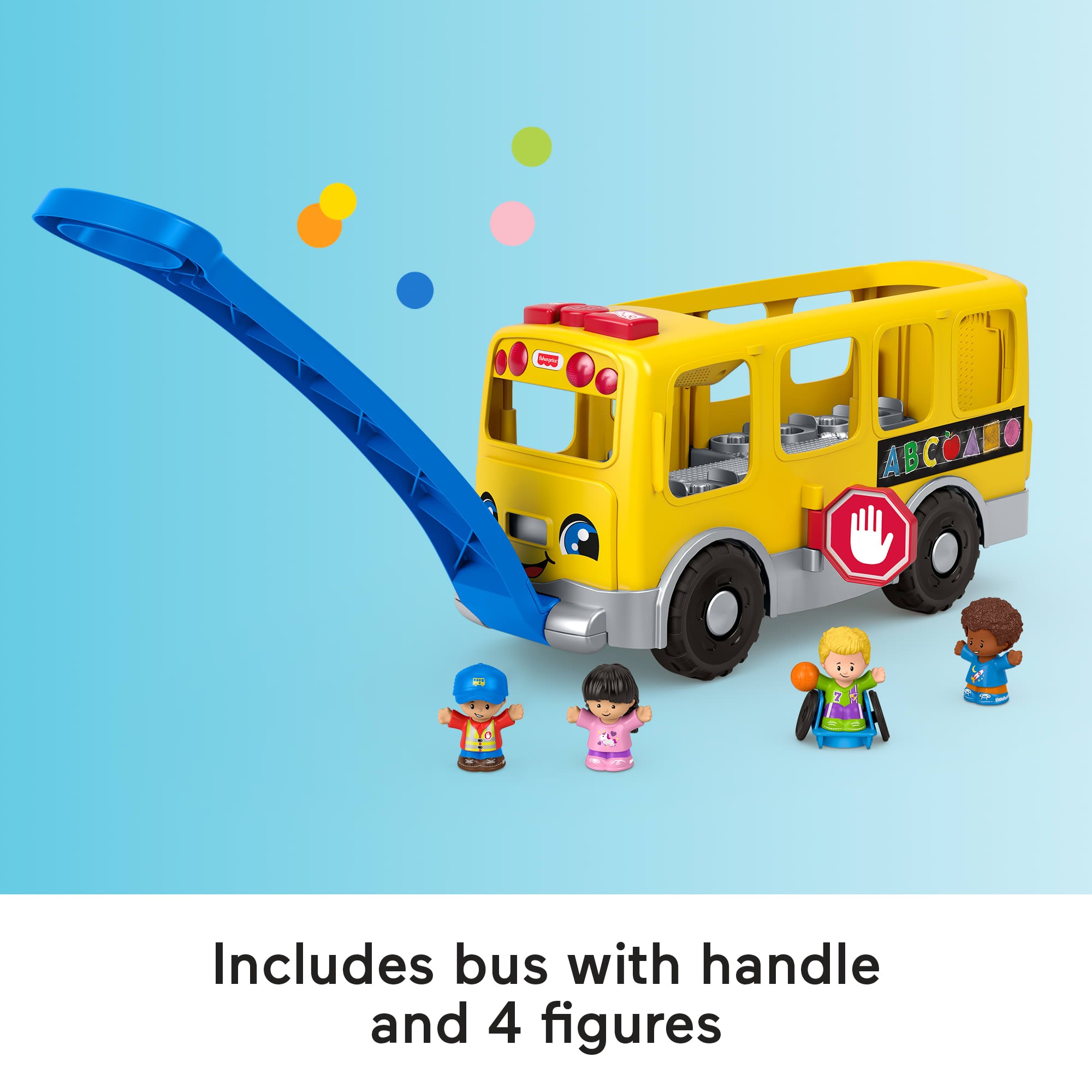 Fisher-Price Little People Big Yellow School Bus Pull-Along Toddler Learning Toy. Multilanguage Version - Image 5