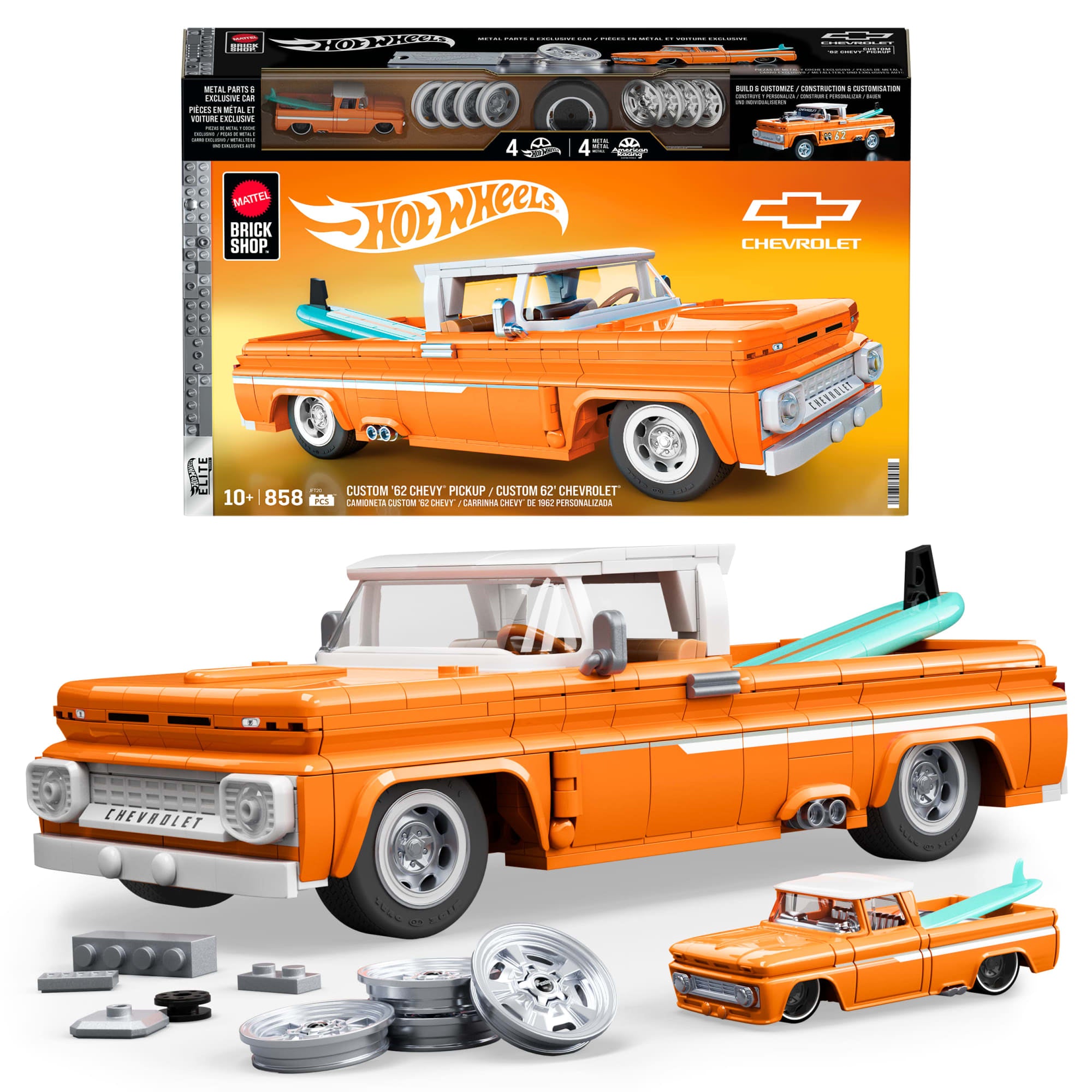 Mattel Brick Shop Hot Wheels Juguete de Construcción Elite Camioneta Custom 62 Chevy