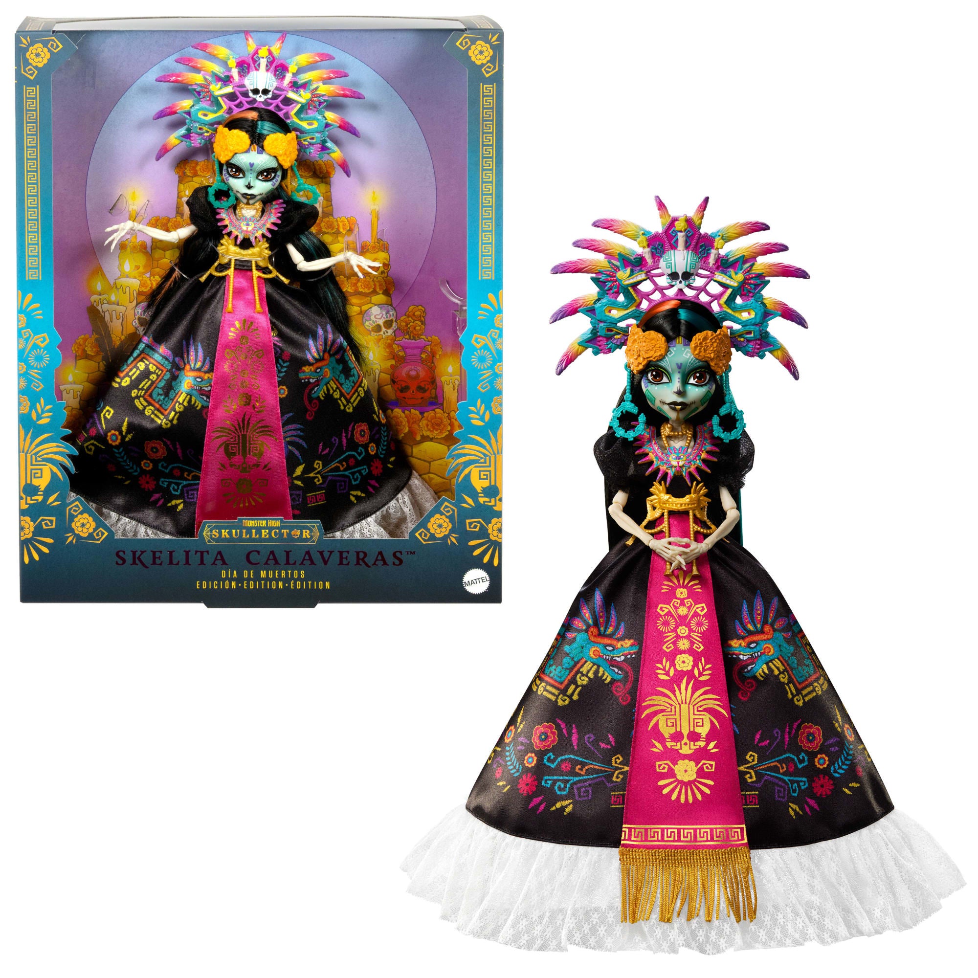 Monster High Skelita Calaveras Collectible Doll. Día De Muertos 2025. Aztec-Inspired Gown