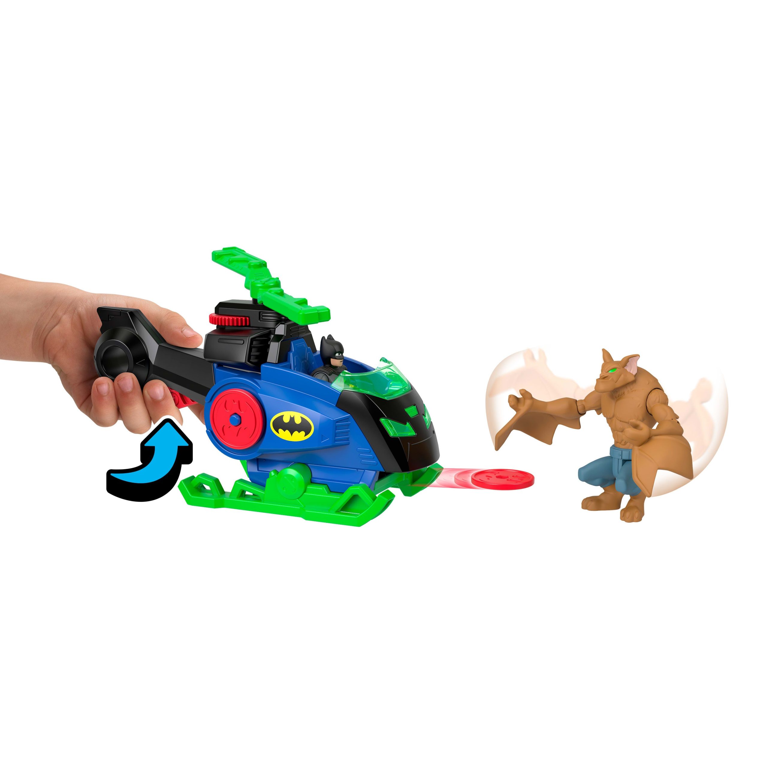 Imaginext DC Super Friends Batcopter vs Man-Bat Set With Batman. Man-Bat. Launching Disc - Image 4