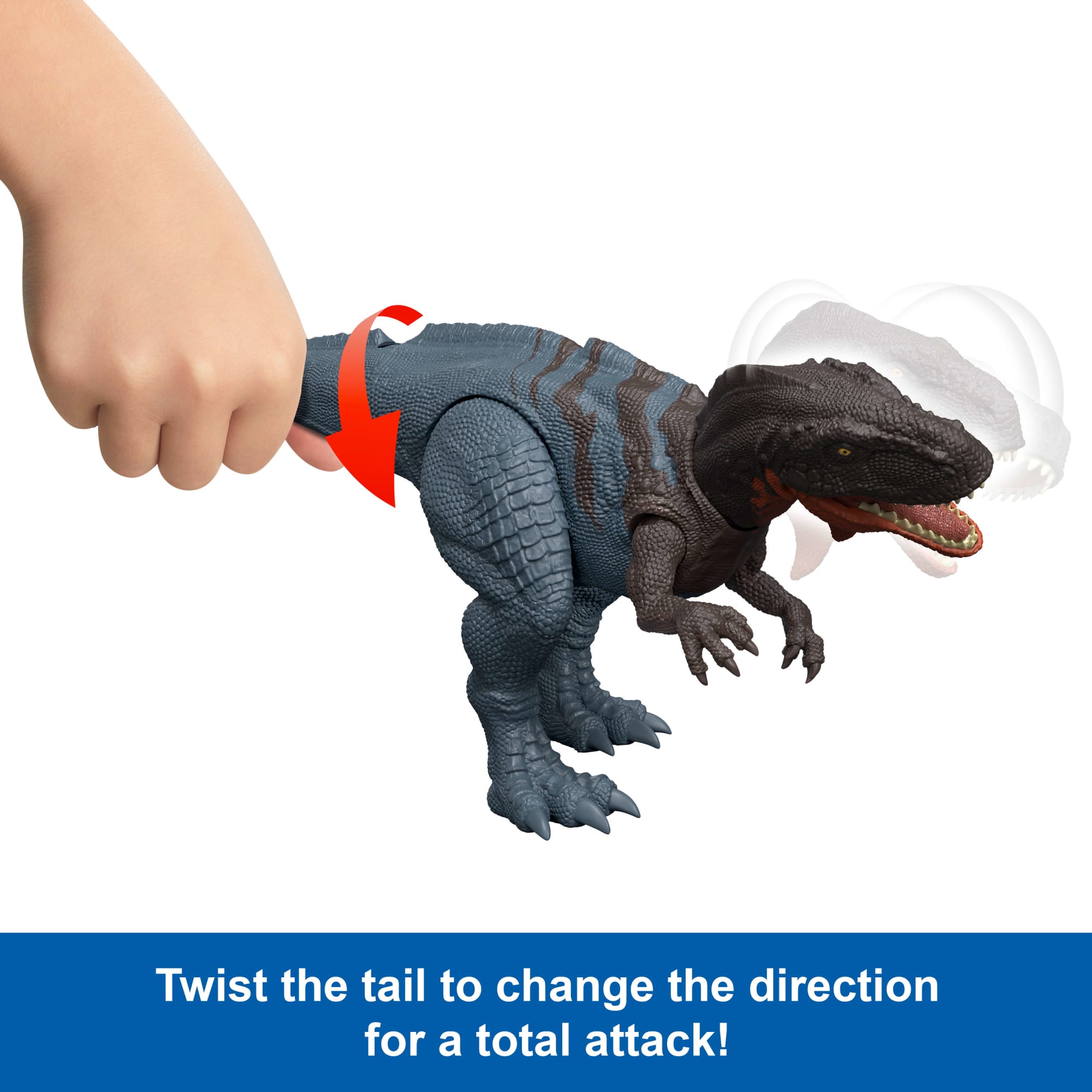 Jurassic World Rebirth Wild Roar Abelisaurus Dinosaur Toy. Tail Controlled Attack Chomp & Sound - Image 4