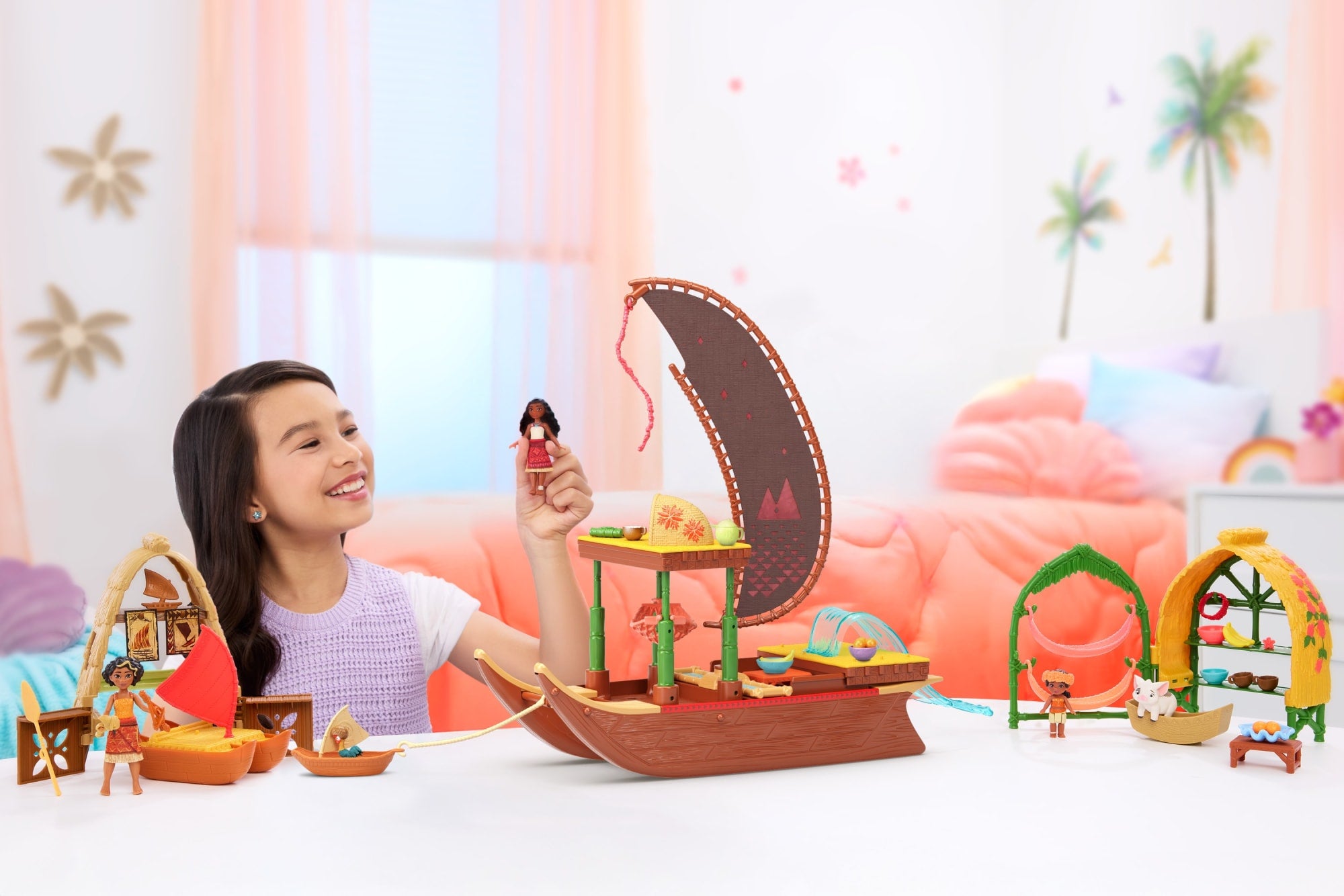 Disney Moana 2 Toys. Moana & Loto's Workshop Playset. 2 Small Dolls. Friend Figure. Boat & Accessories - Image 2