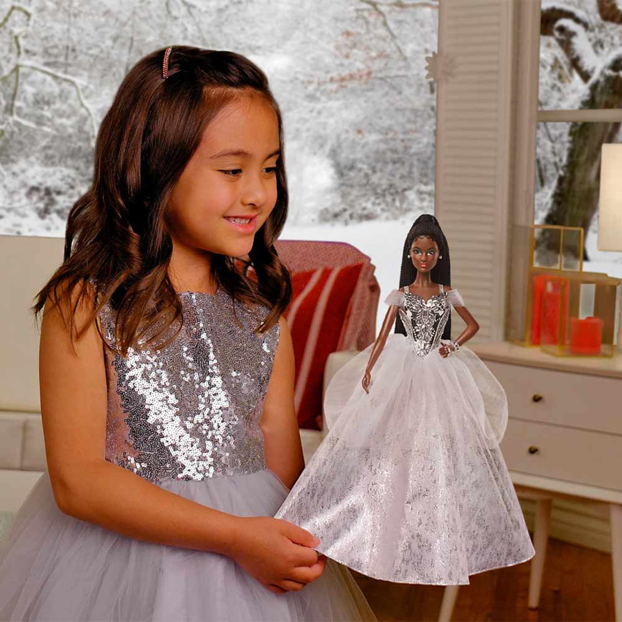 2021 Holiday Barbie Doll. Brunette Braids - Image 8