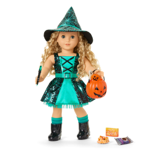 Witchy Webs Costume & Trick-or-Treat Set Bundle for 18-inch Dolls