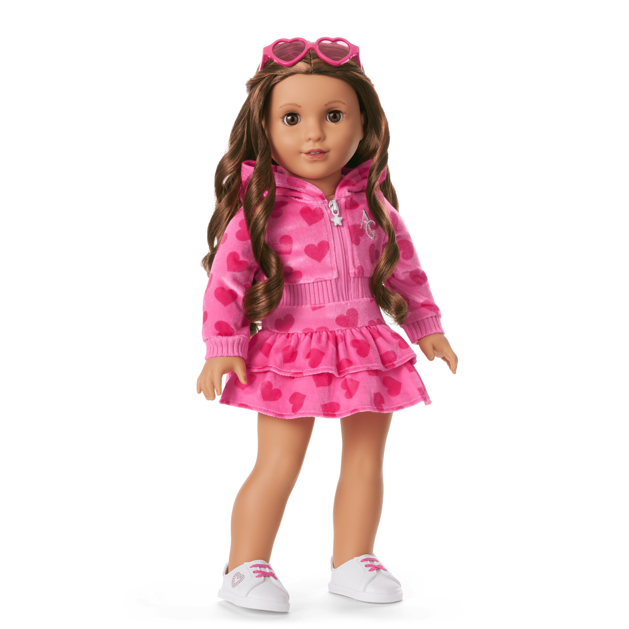 Pink Hearts Hoodie Dress for Girls & 18-inch Dolls - Image 6
