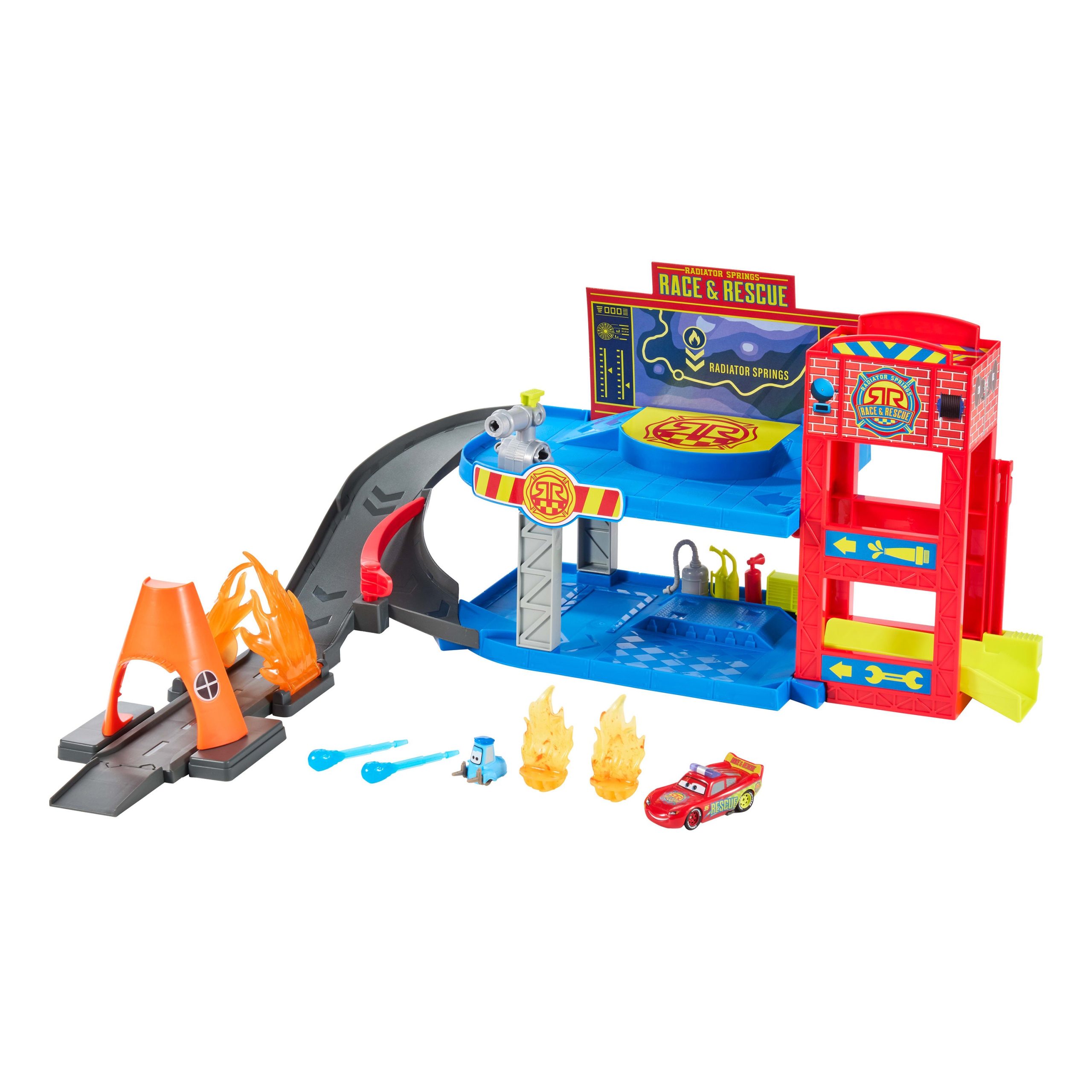 Disney And Pixar Cars Race & Rescue Command Center With Lightning Mcqueen. Guido & 4 Accessories - Image 3