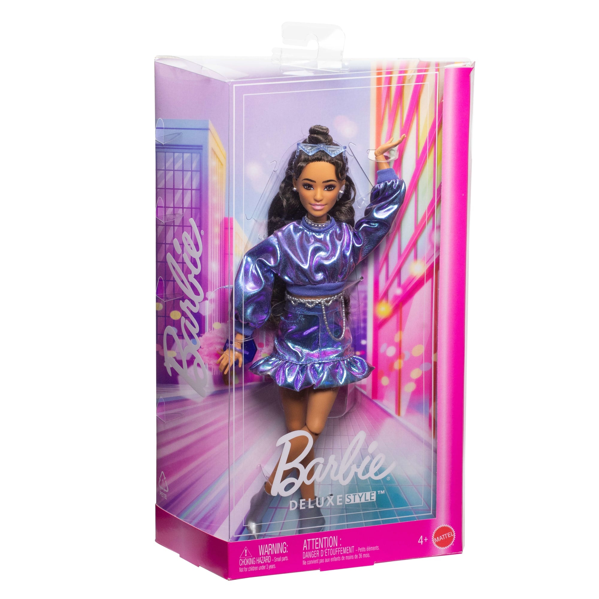 Barbie Fashionista Boneca Deluxe Cabelo Castanho e Cojunto Azul Metálico - Image 6