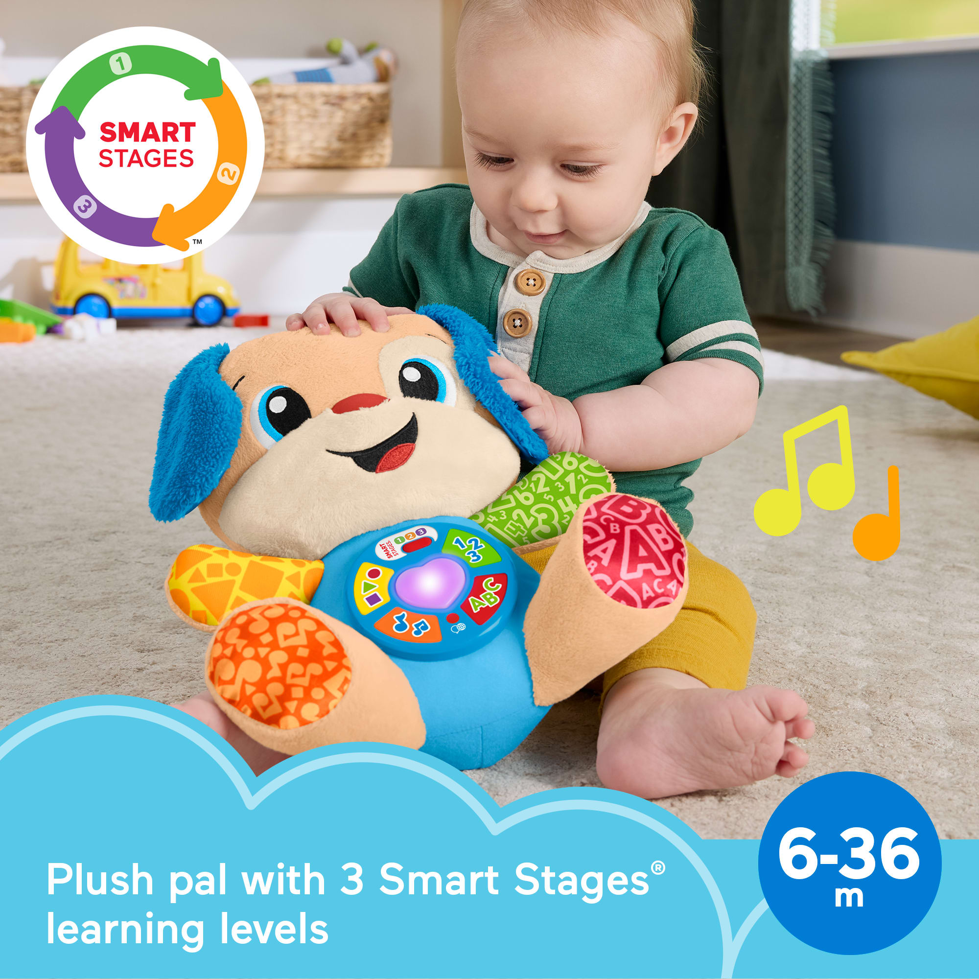 Fisher-Price Laugh & Learn Smart Stages Puppy Plush Baby Musical Learning Toy. Multilanguage Version - Image 2