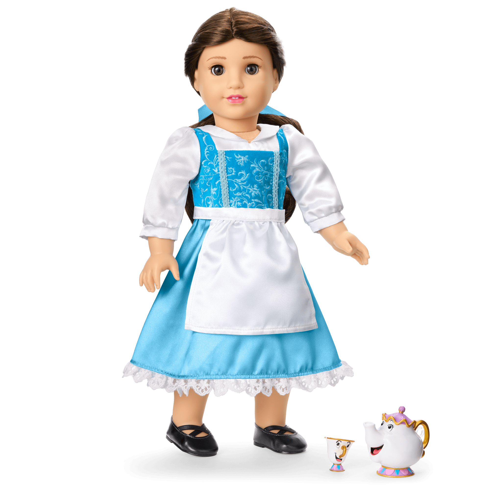 American Girl® Disney Princess Belle Blue Dress. Mrs. Potts. Chip & Accessories for 18-inch Dolls - Image 2