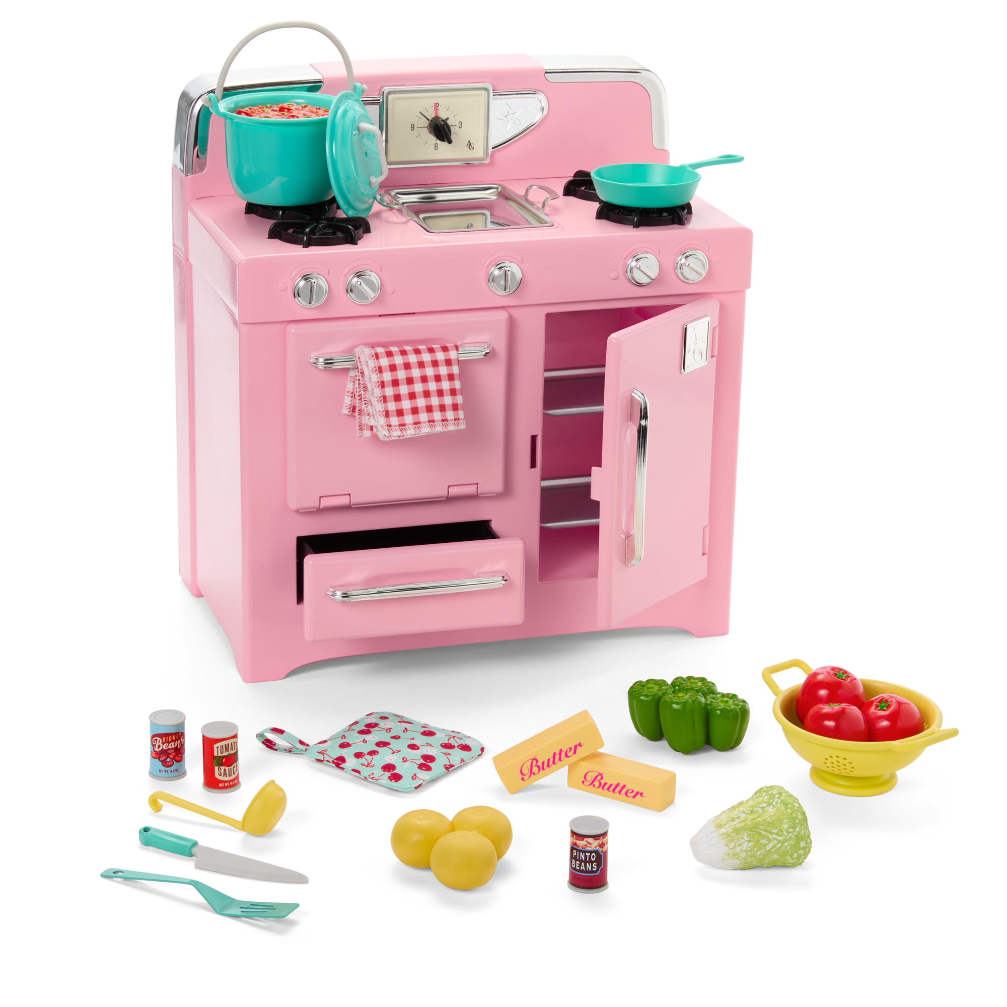 Maryellen's™ Vintage Stove & Accessories for 18-inch Dolls (Historical Characters)