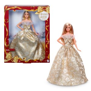 Barbie Signature 2025 Holiday Barbie Fashion Doll. Seasonal Collector. Blonde With Silver & Gold Gown