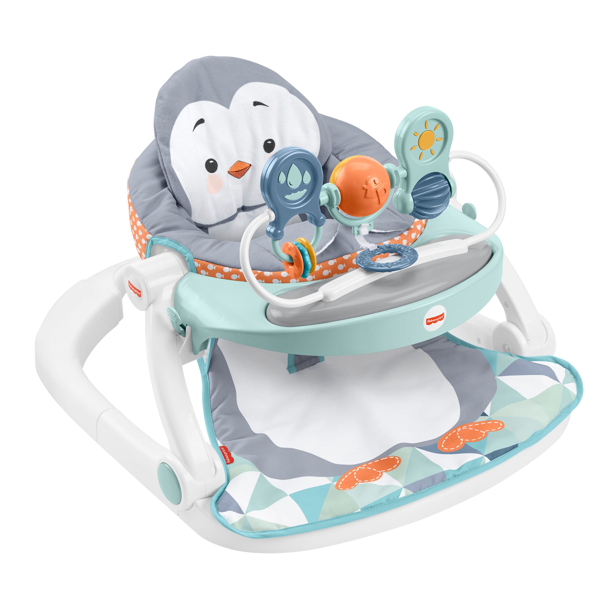Fisher-Price Sit-Me-Up Floor Seat Portable Baby Chair With Snack Tray & Toys. Penguin Island