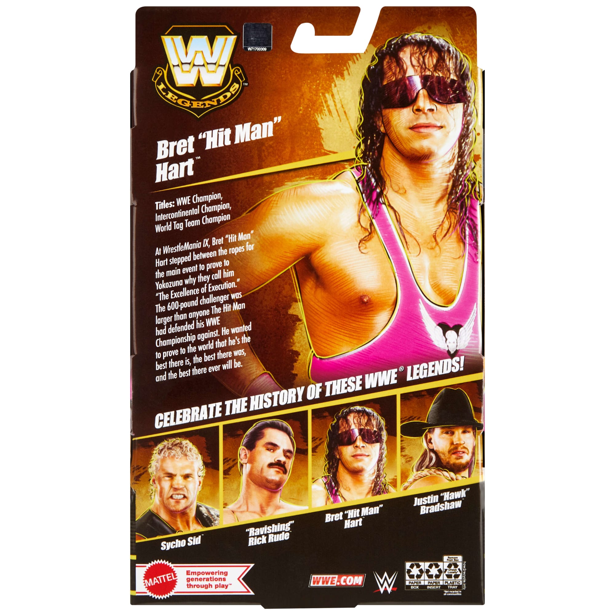 WWE Elite Legends Bret Hit Man Hart Action Figure - Image 7