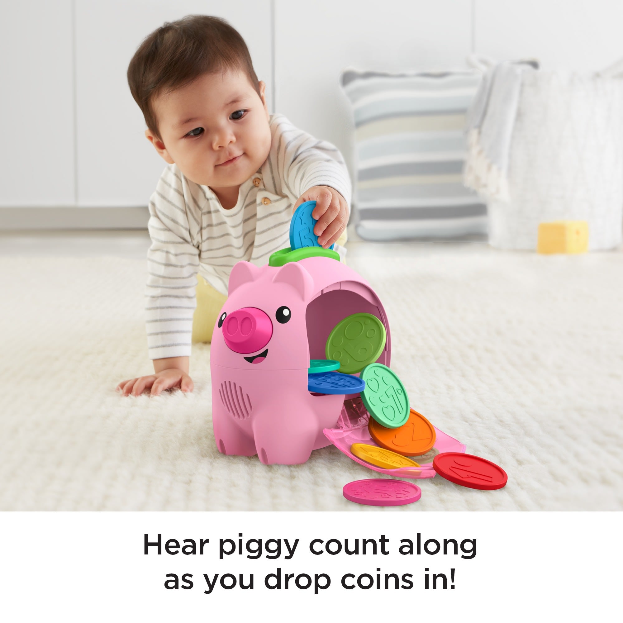 Fisher-Price Laugh & Learn Count & Rumble Piggy Bank Baby & Toddler Toy With Music & Motion - Image 4