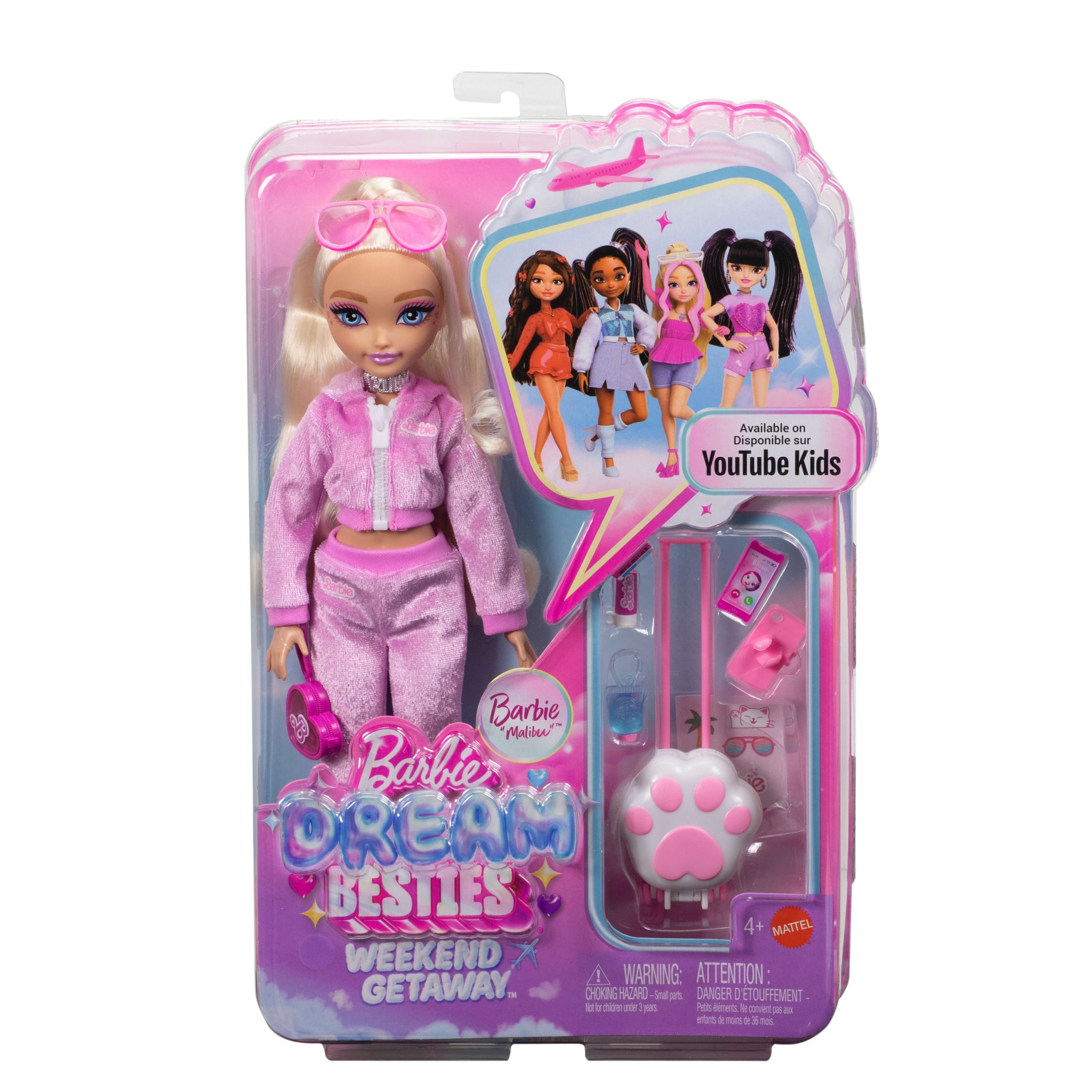 Barbie Dream Besties Weekend Getaway Malibu Fashion Doll With 7 Travel Themed Accessories - Image 6
