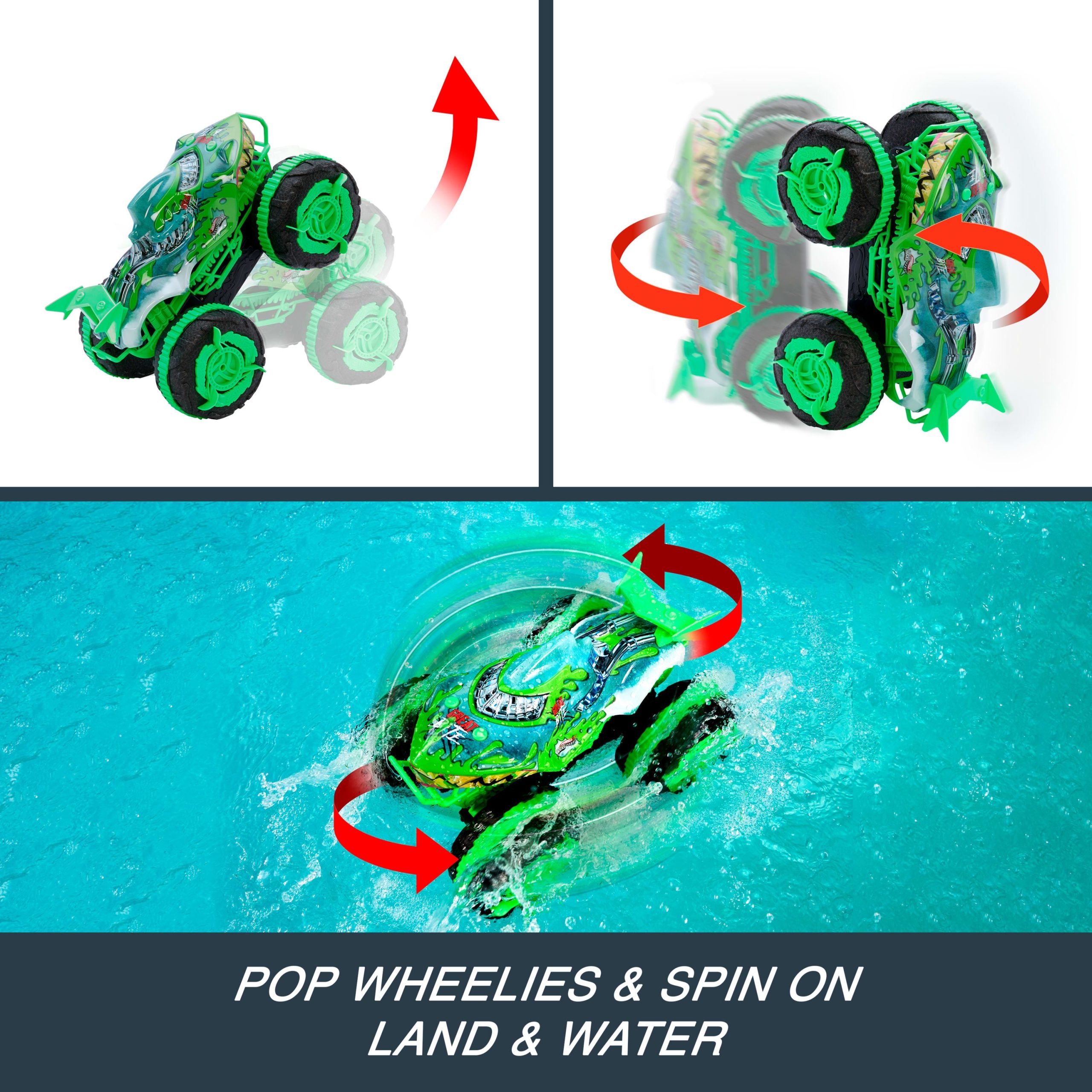 Hot Wheels Monster Trucks All-Terrain Great Bite RC. Remote-Control Toy. Drive On Land & in Water - Image 2