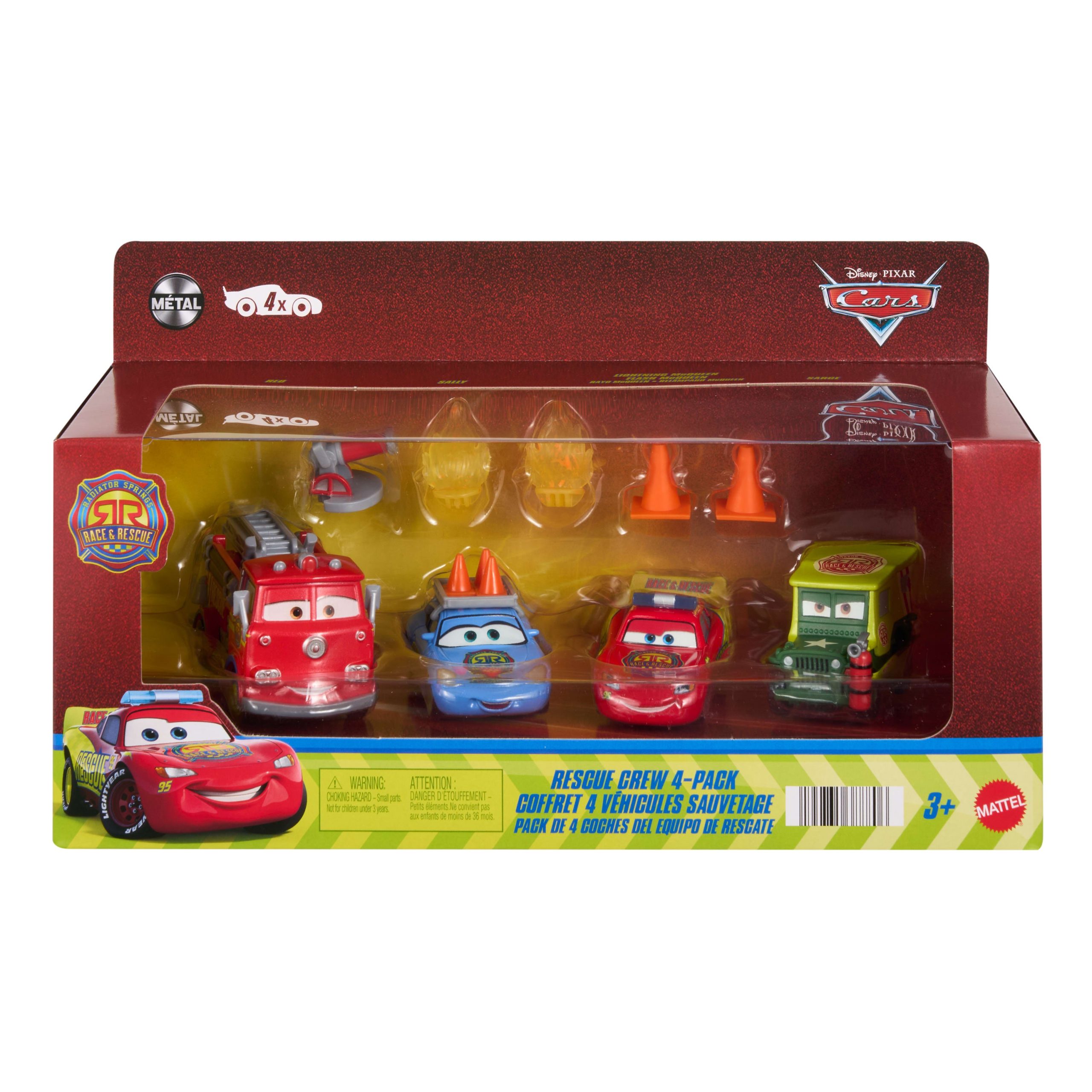 Disney And Pixar Cars Race & Rescue Crew Die-Cast 4-Pack With Red. Lightning Mcqueen. Sally & Sarge - Image 6