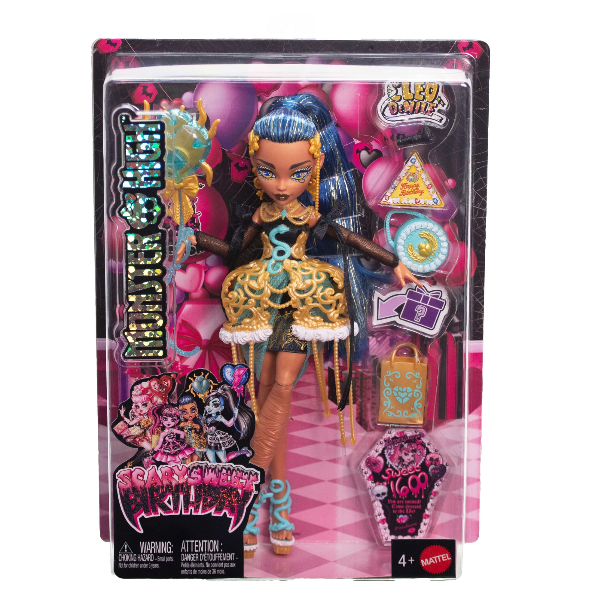 Monster High Scary Sweet Birthday Cleo De Nile Doll in Party Dress With Balloon & Gift - Image 6